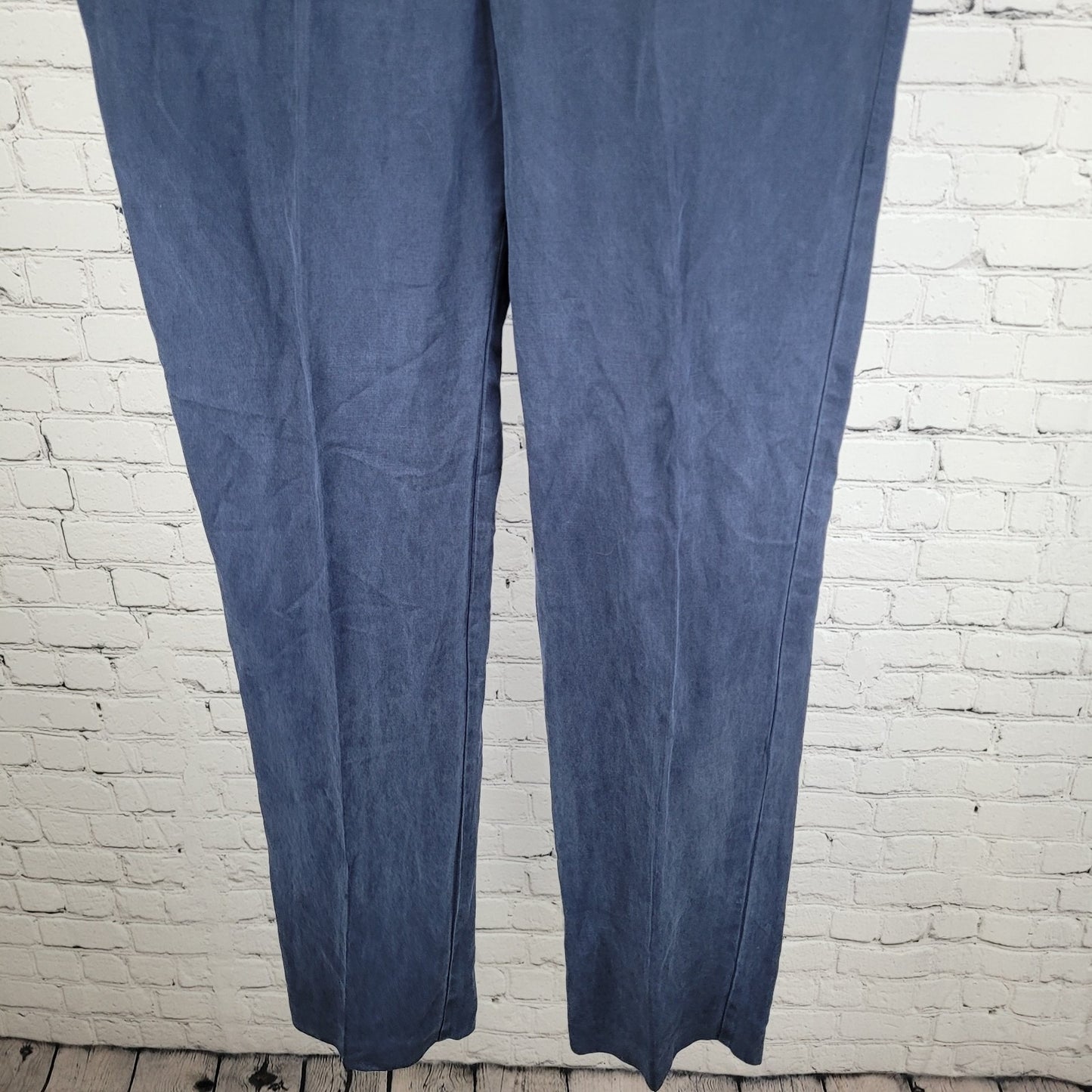 Tommy Bahama Blue Soft Linen Blend Straight Leg Flat Front Pants Size (34x32)