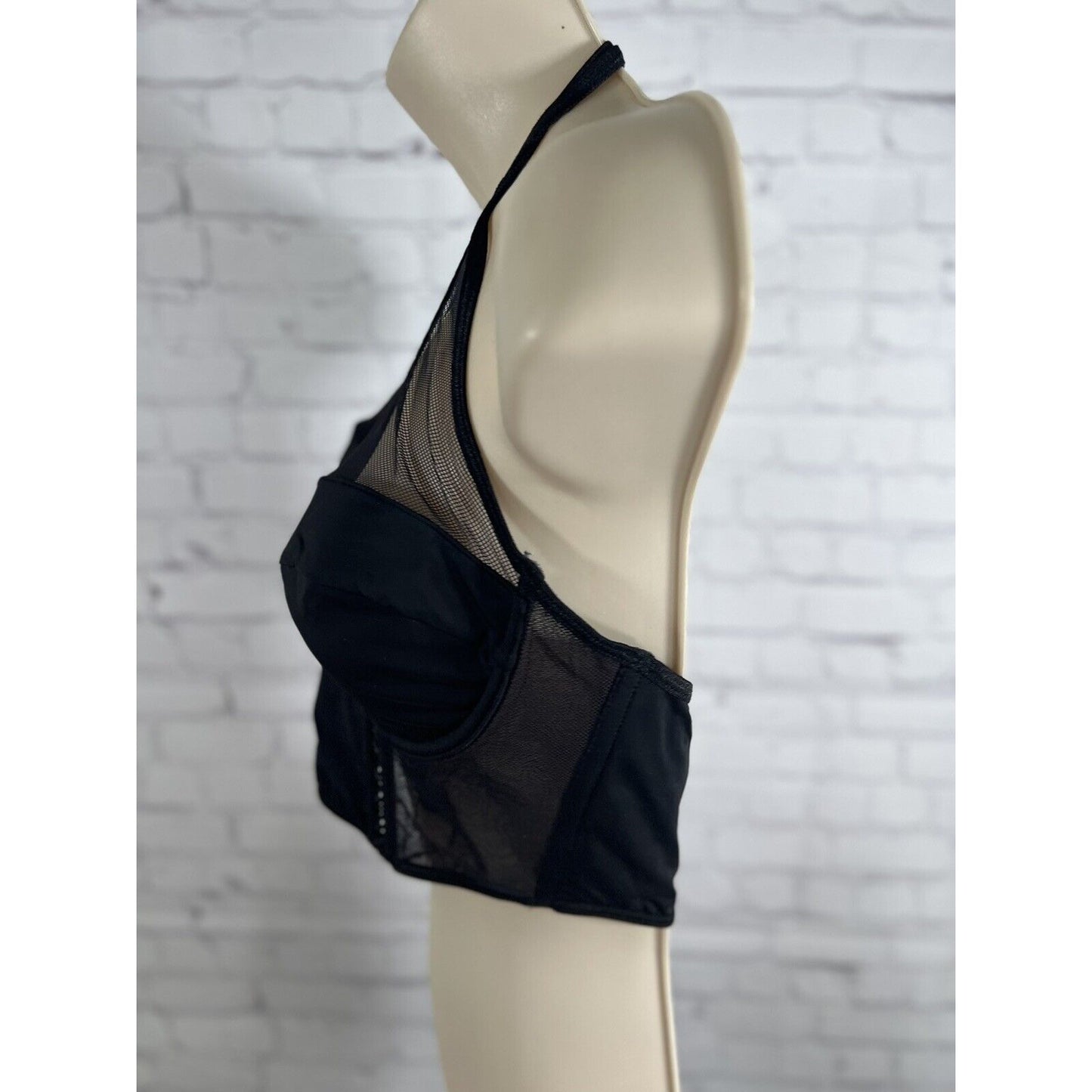 Glassons Classic Black Halter Underwire Unpadded CrissCross Detail Corset Bra 12