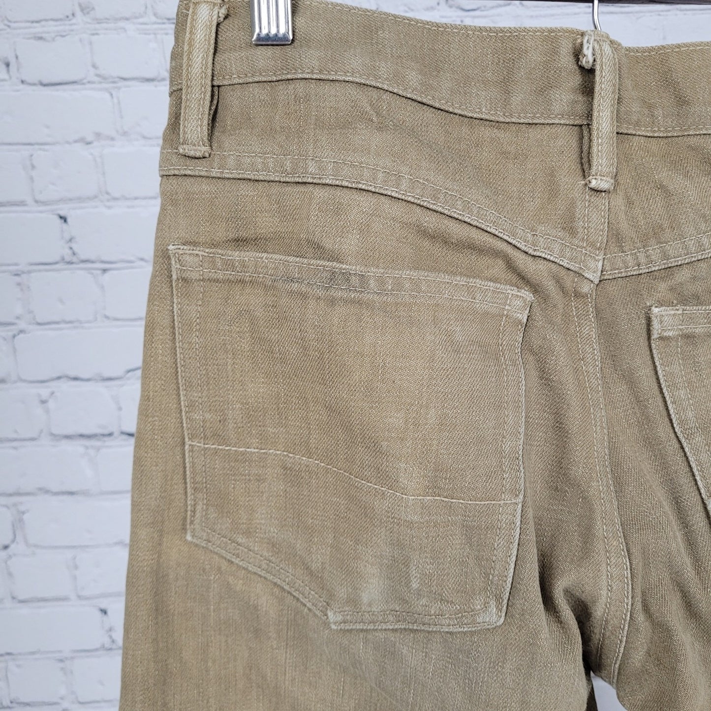 Gustin Tan Denim Slim Fit Raw Finish Button Fly Jeans USA Made Size 32 (30x33.5)