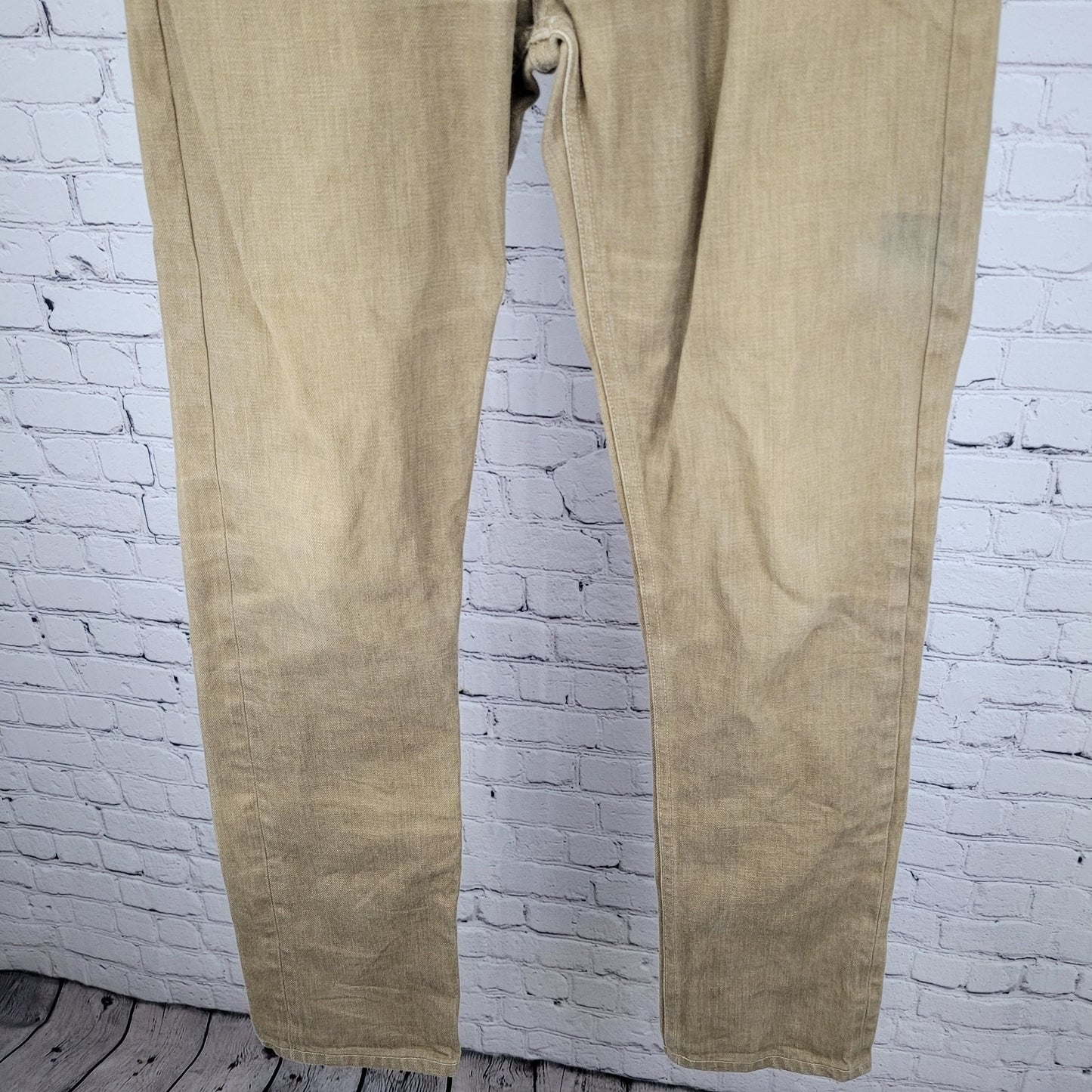 Gustin Tan Denim Slim Fit Raw Finish Button Fly Jeans USA Made Size 32 (30x33.5)