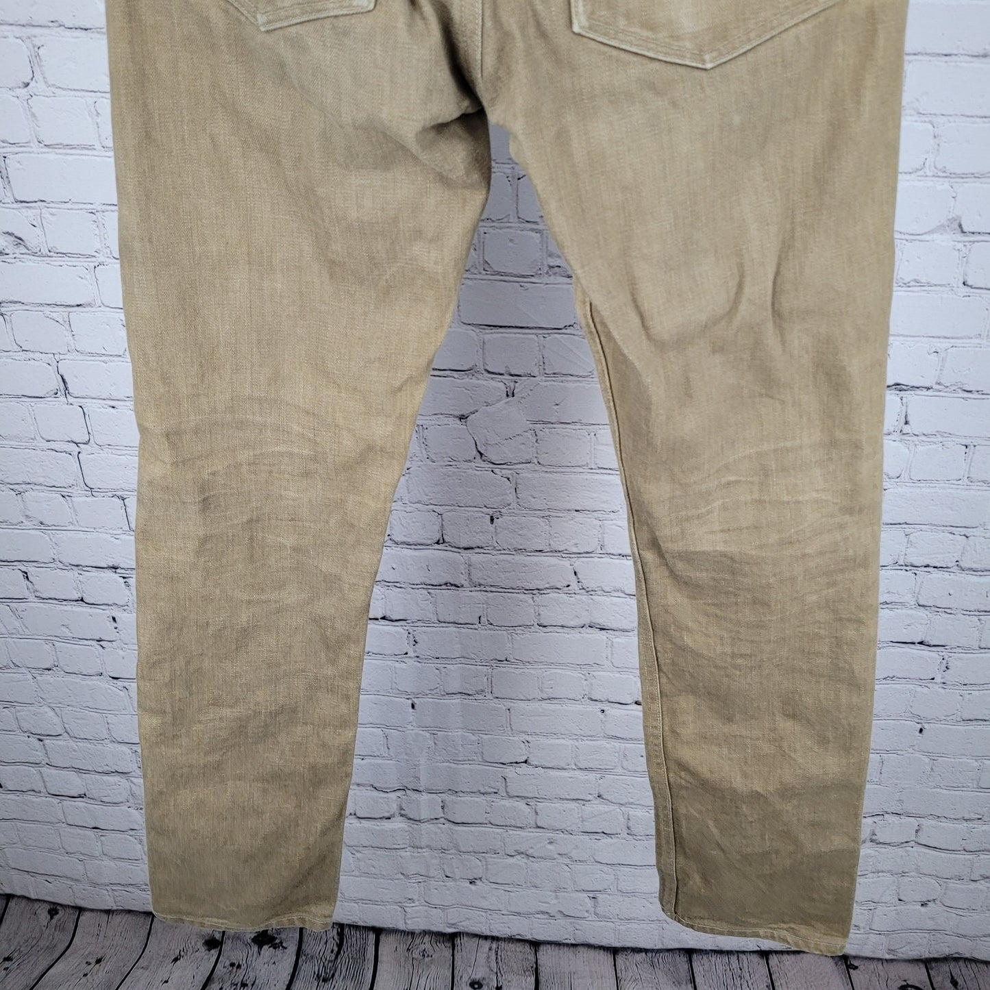 Gustin Tan Denim Slim Fit Raw Finish Button Fly Jeans USA Made Size 32 (30x33.5)
