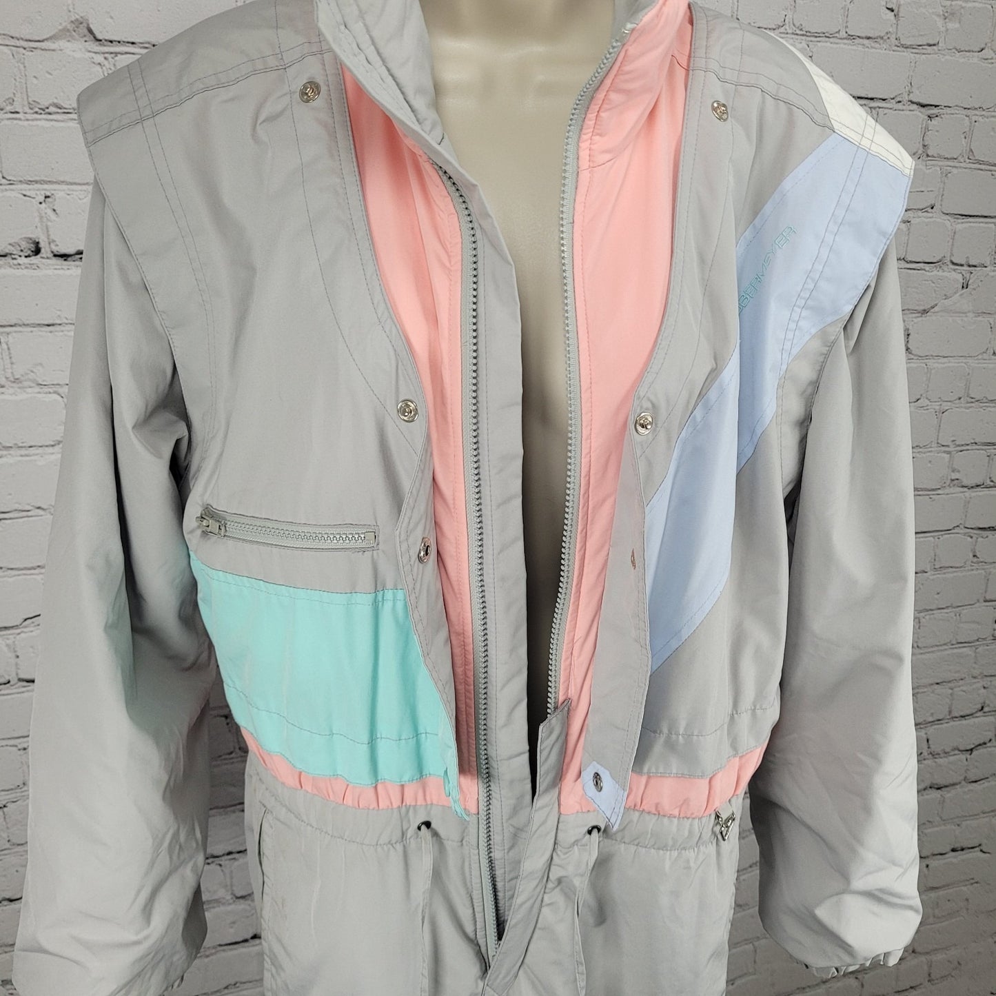 Obermeyer Grey Pastel Sphere Thinsulate Gore-Tex Retro 90’s Ski Snowsuit Size 12