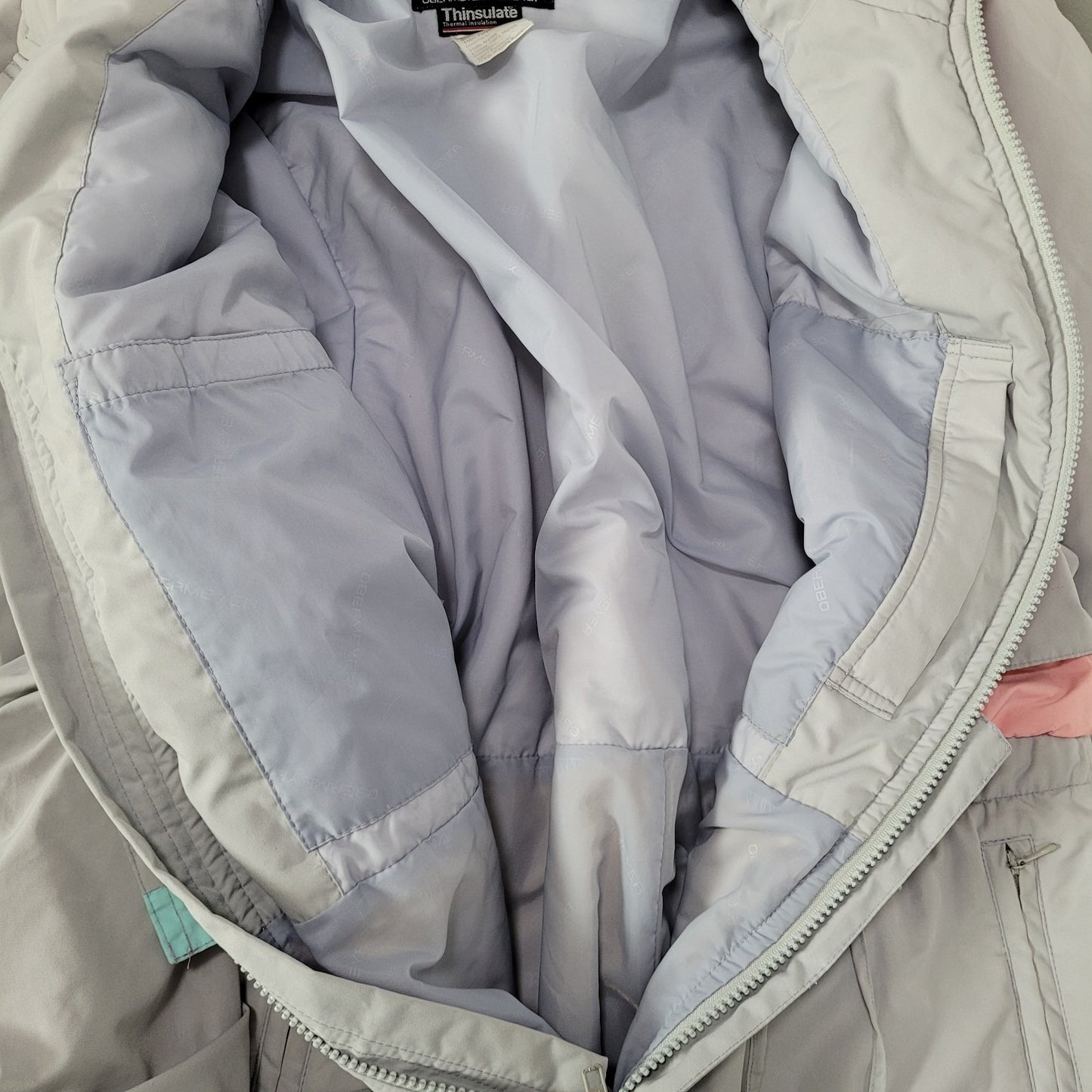 Obermeyer Grey Pastel Sphere Thinsulate Gore-Tex Retro 90’s Ski Snowsuit Size 12