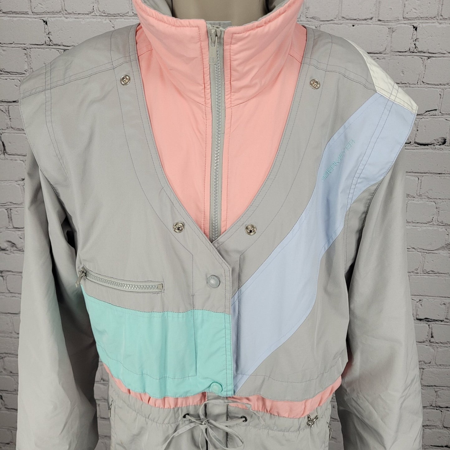 Obermeyer Grey Pastel Sphere Thinsulate Gore-Tex Retro 90’s Ski Snowsuit Size 12