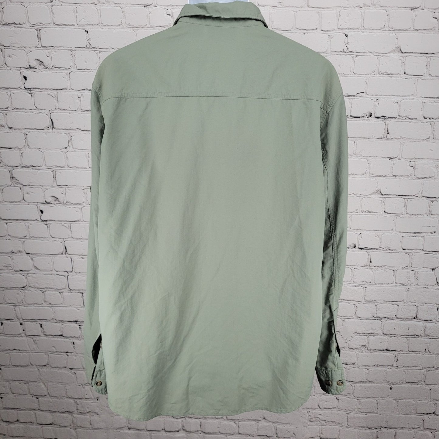Free Country Green Nylon Lightweight Button Up Long Sleeve Shirt Size XXL