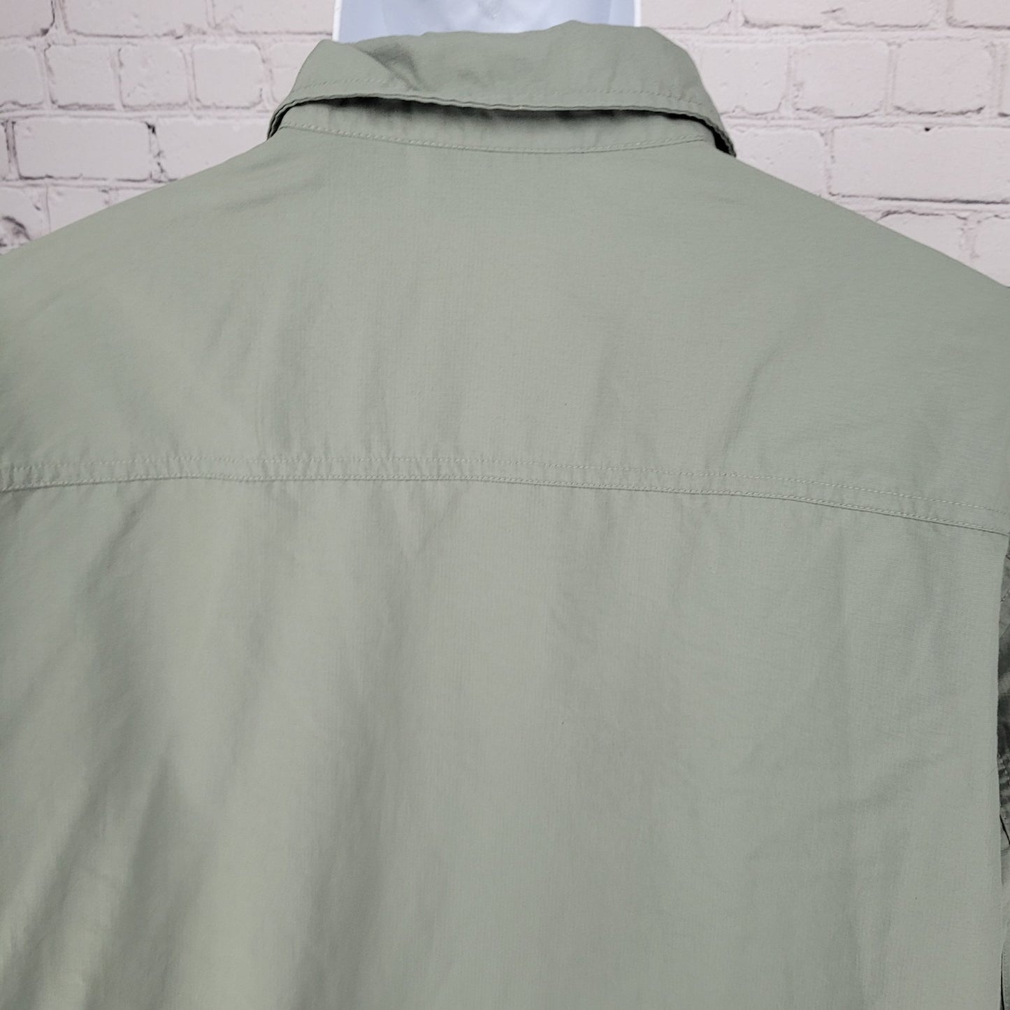 Free Country Green Nylon Lightweight Button Up Long Sleeve Shirt Size XXL