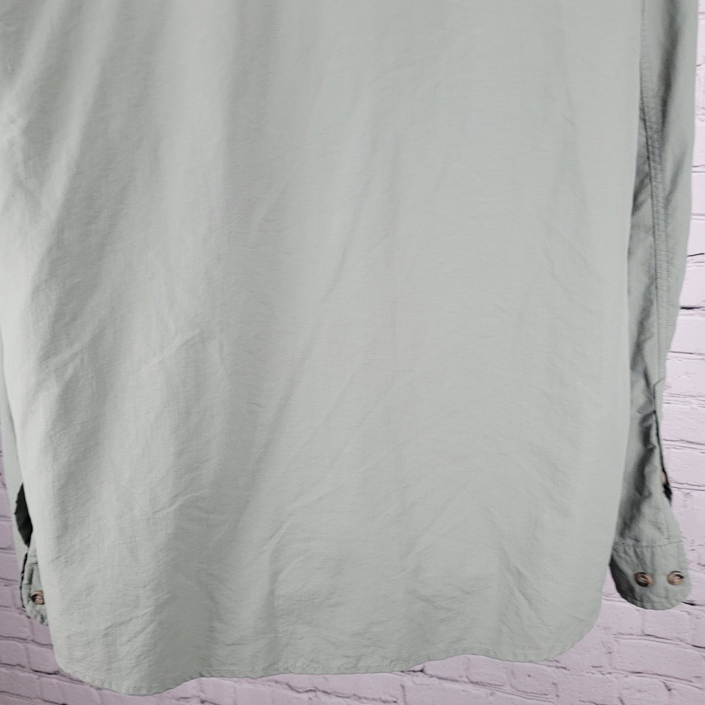 Free Country Green Nylon Lightweight Button Up Long Sleeve Shirt Size XXL