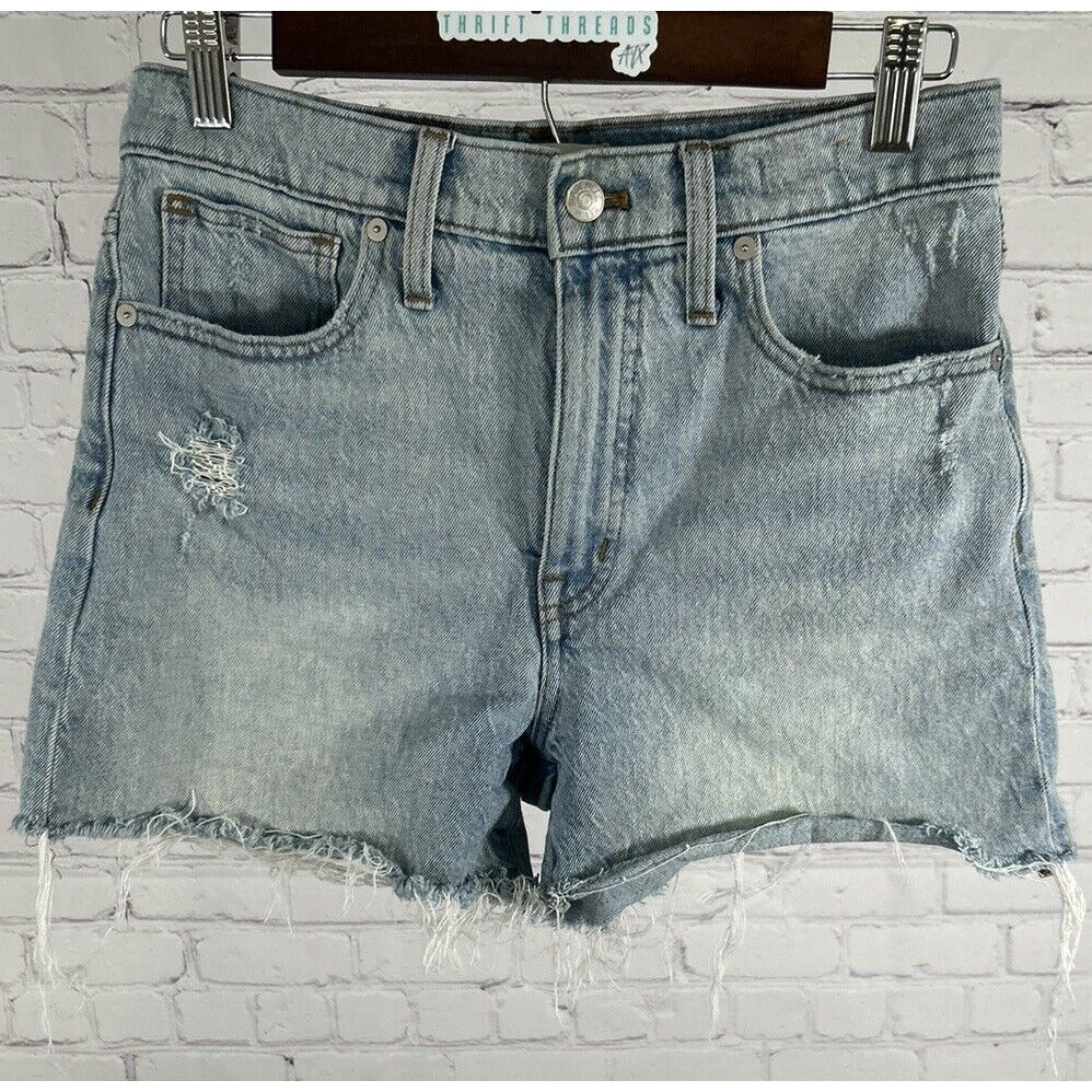 Madewell Light Wash Denim Distressed High Rise Shorts Women’s (27 x 3.5)