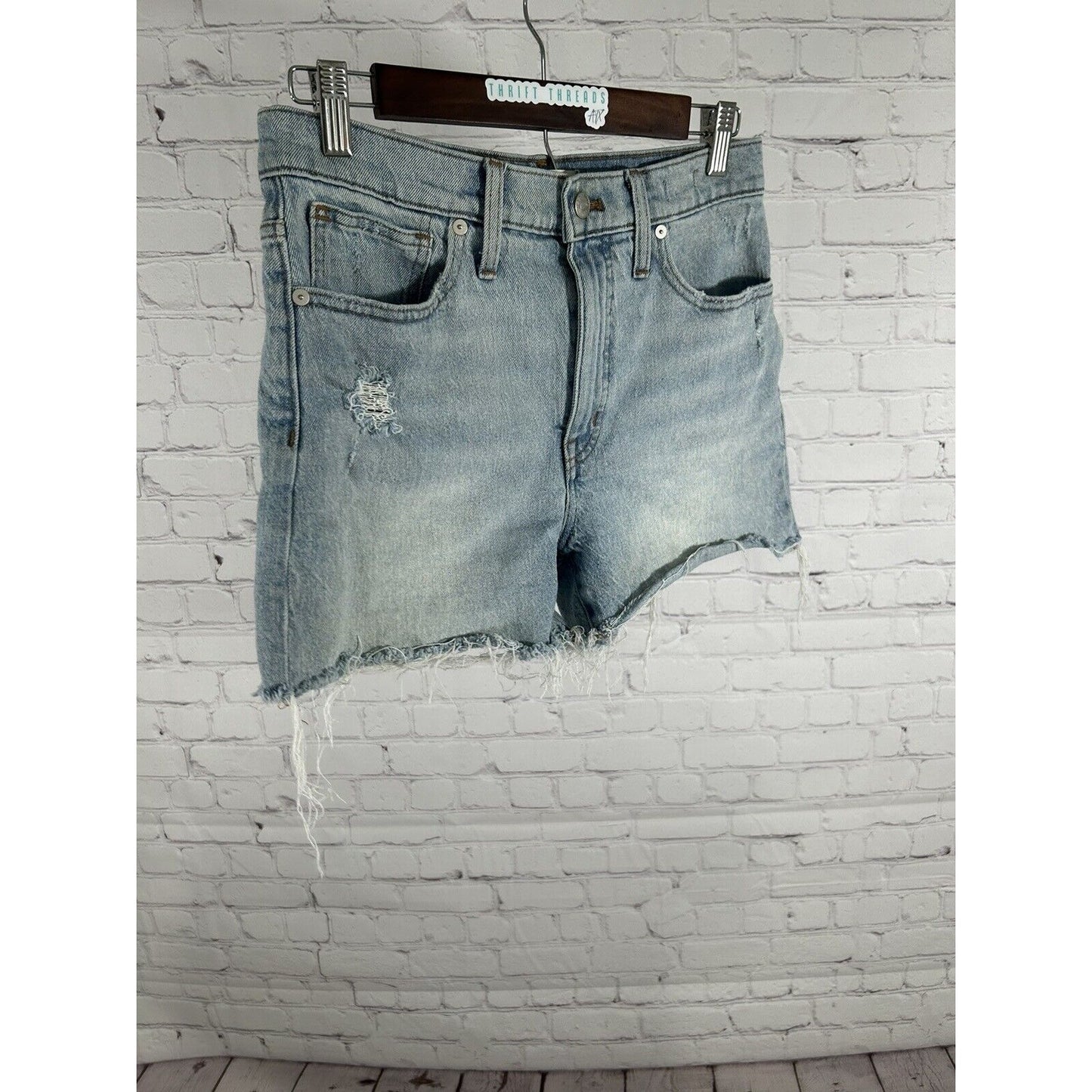 Madewell Light Wash Denim Distressed High Rise Shorts Women’s (27 x 3.5)
