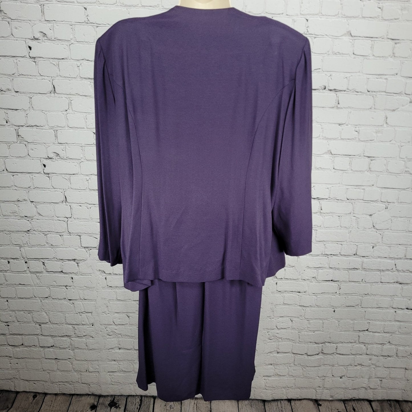 VTG R&M Richards Purple Skirt Suit Outfit 2 Piece Set USA Made Size 22W