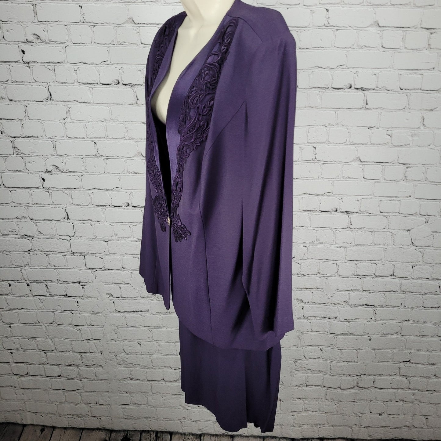 VTG R&M Richards Purple Skirt Suit Outfit 2 Piece Set USA Made Size 22W