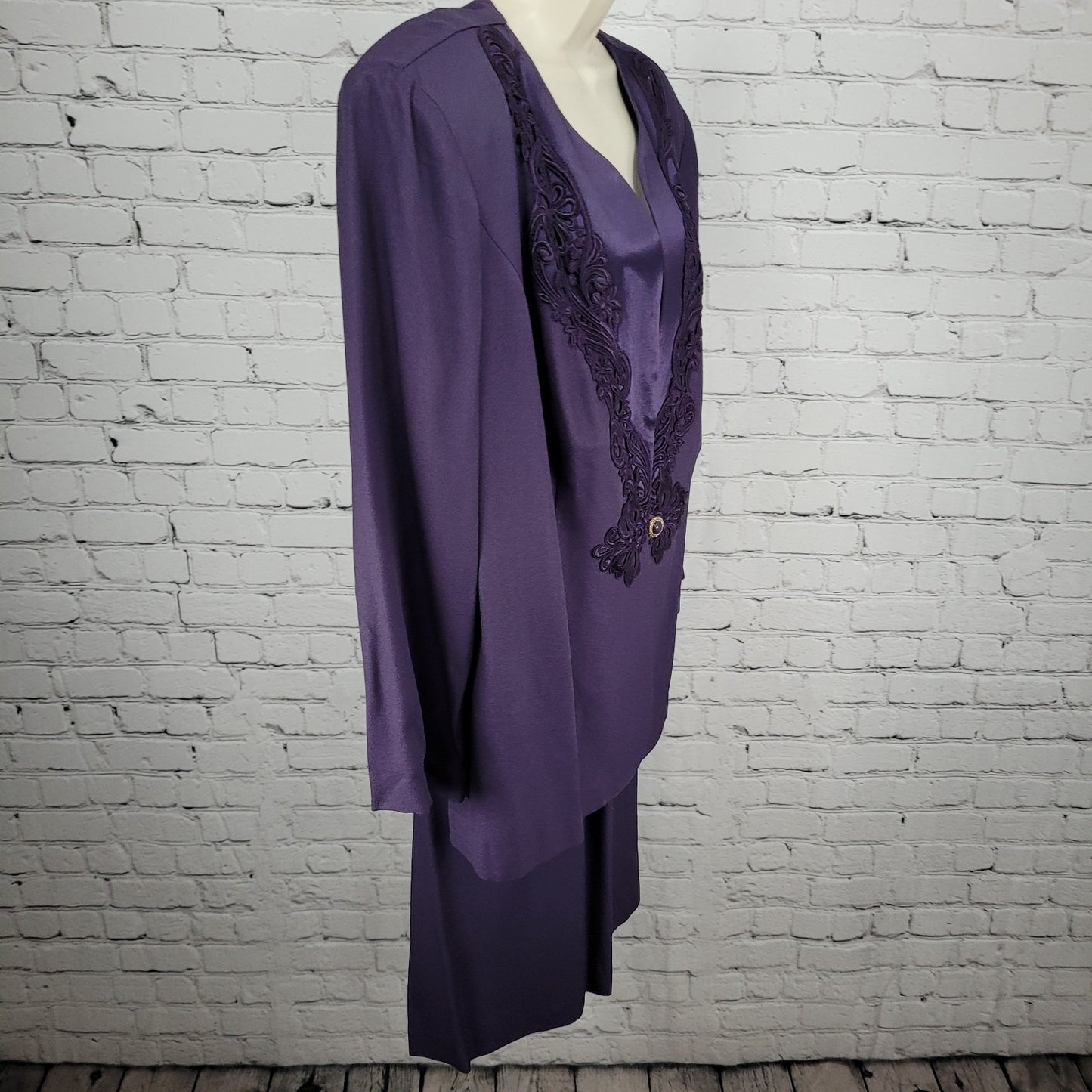 VTG R&M Richards Purple Skirt Suit Outfit 2 Piece Set USA Made Size 22W