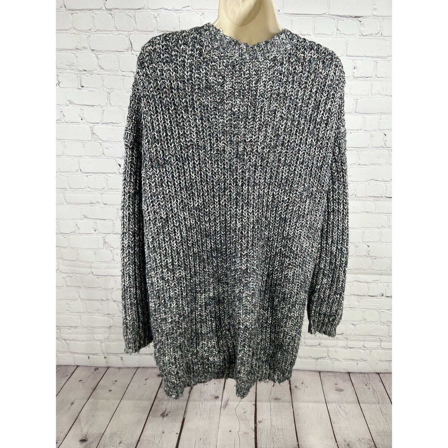 Aerie Lace Up Chest Sweater Multicolored Confetti Knit Long Sleeve Chunky M