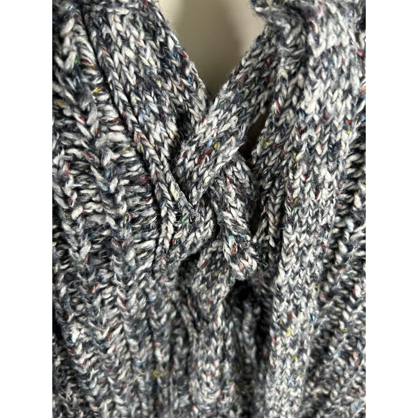 Aerie Lace Up Chest Sweater Multicolored Confetti Knit Long Sleeve Chunky M