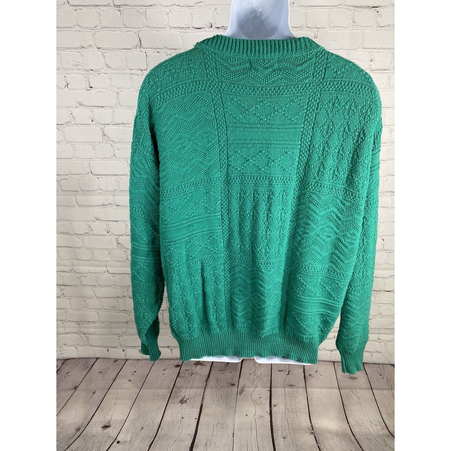 VTG Victoria Dry Goods 100% Cotton Green Chunky Knit Pullover Sweater Men’s XL