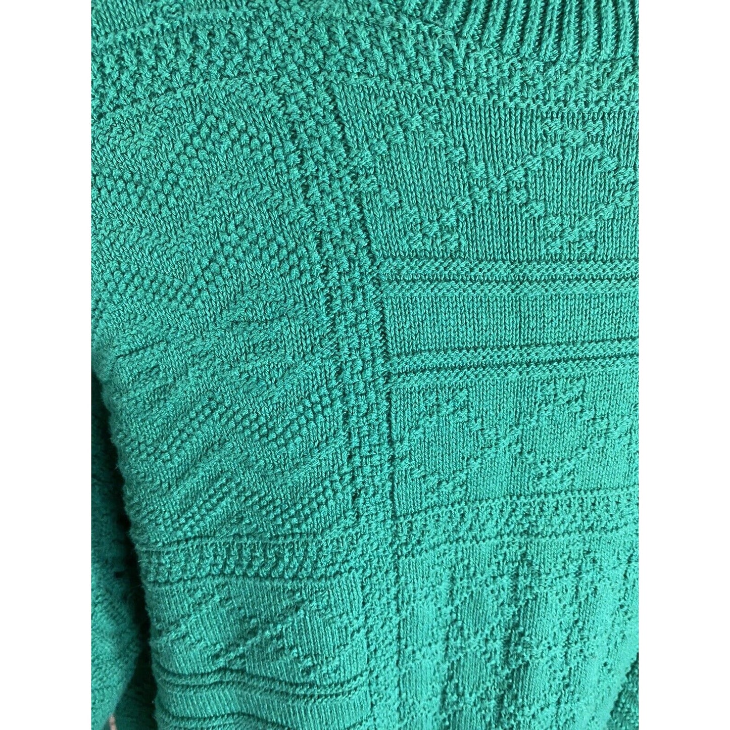VTG Victoria Dry Goods 100% Cotton Green Chunky Knit Pullover Sweater Men’s XL