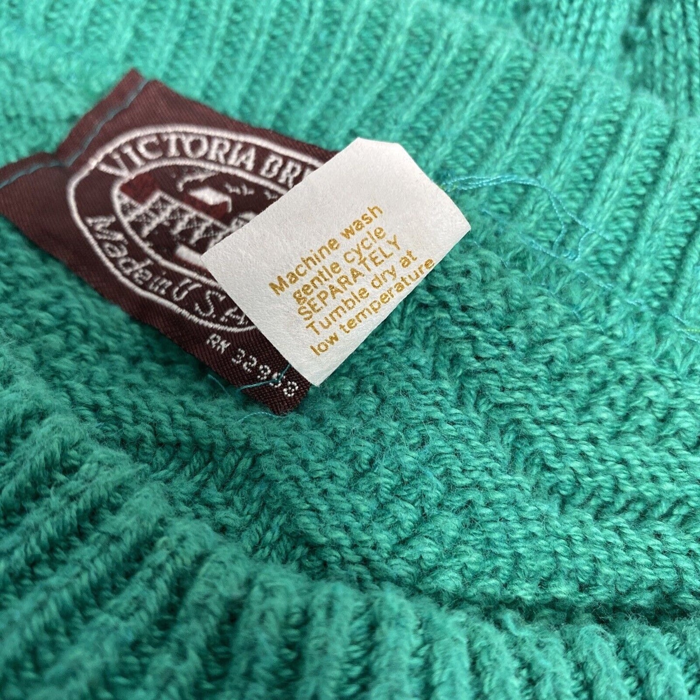 VTG Victoria Dry Goods 100% Cotton Green Chunky Knit Pullover Sweater Men’s XL