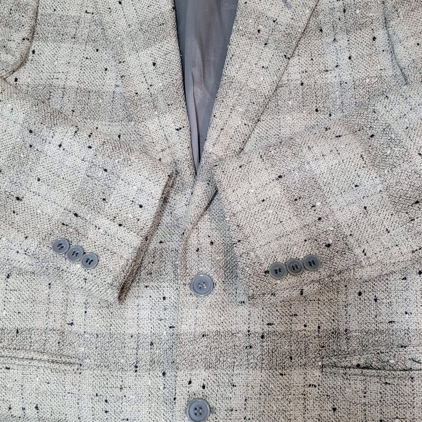 Texitaly Gina Lebole Beige Silk Wool Tweed Blazer Sport Coat Italy Made Size 36