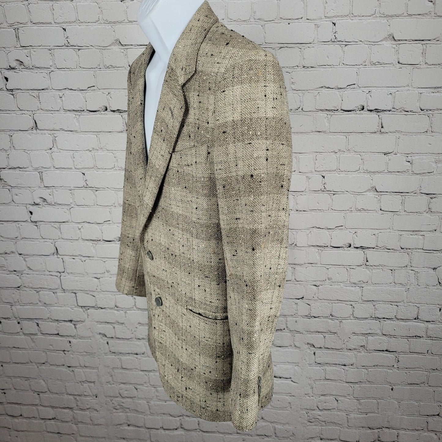 Texitaly Gina Lebole Beige Silk Wool Tweed Blazer Sport Coat Italy Made Size 36