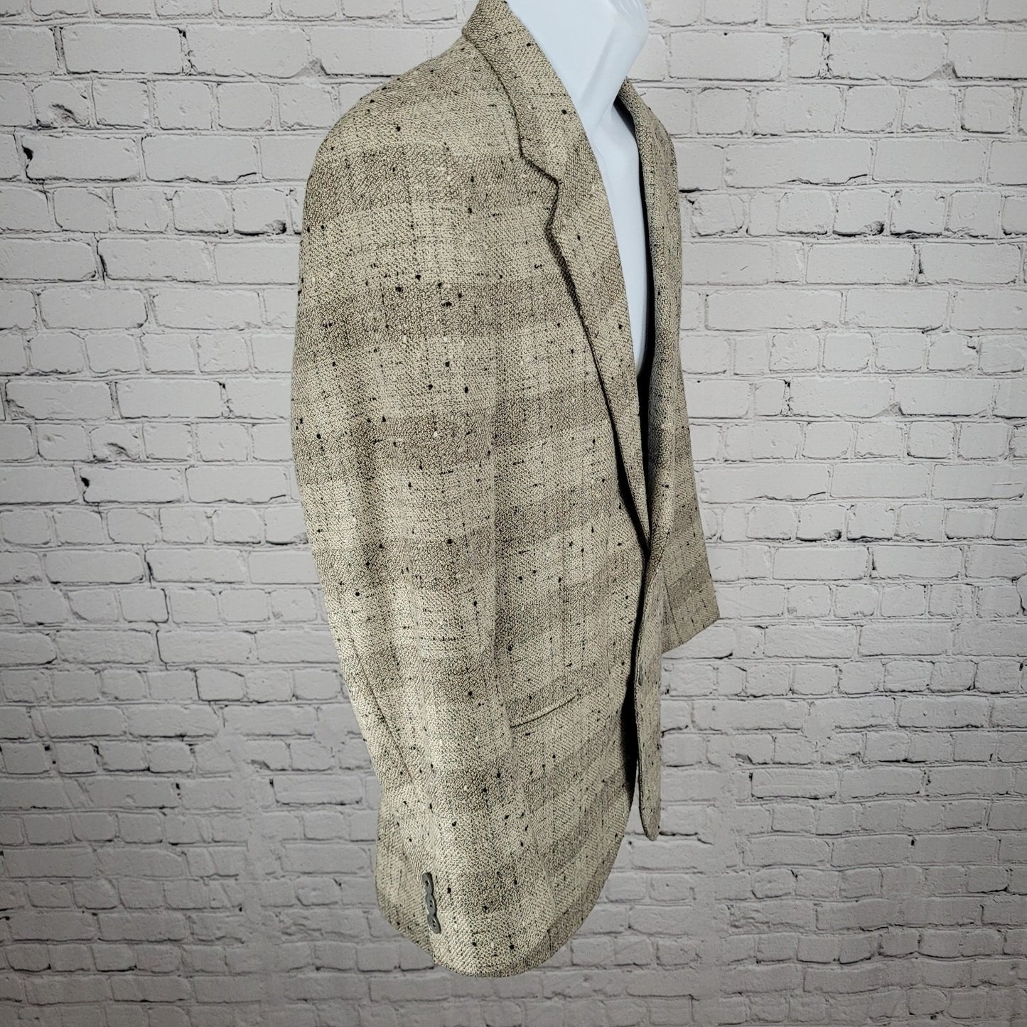 Texitaly Gina Lebole Beige Silk Wool Tweed Blazer Sport Coat Italy Made Size 36