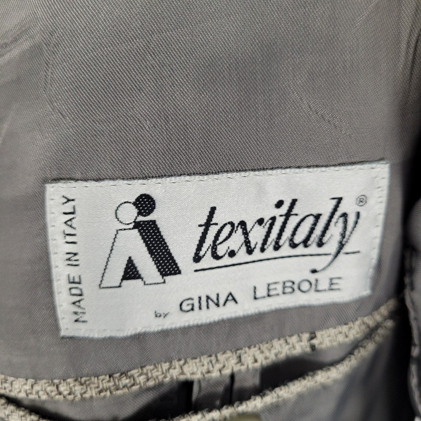 Texitaly Gina Lebole Beige Silk Wool Tweed Blazer Sport Coat Italy Made Size 36