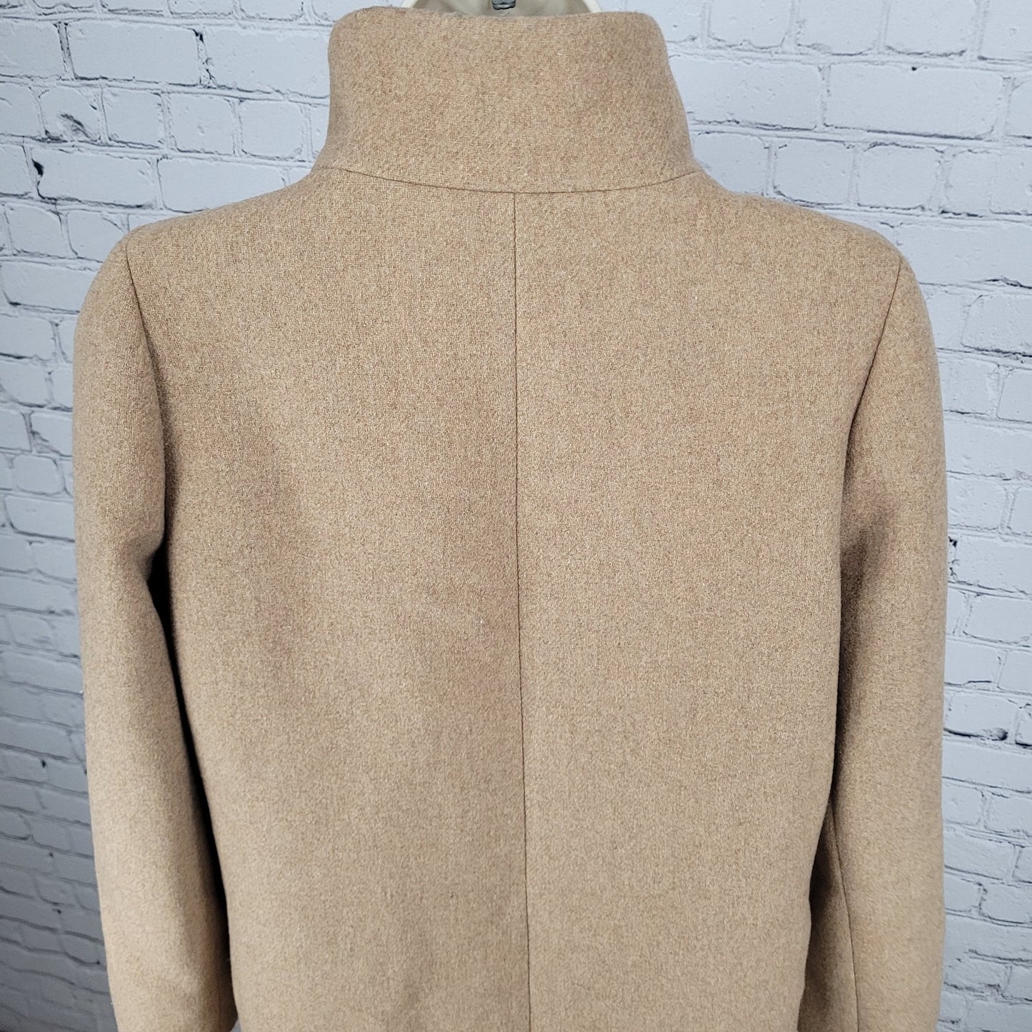 J.CREW Mercantile Tan Wool Blend High Neck Zipped Lined Pockets Overcoat Size 4
