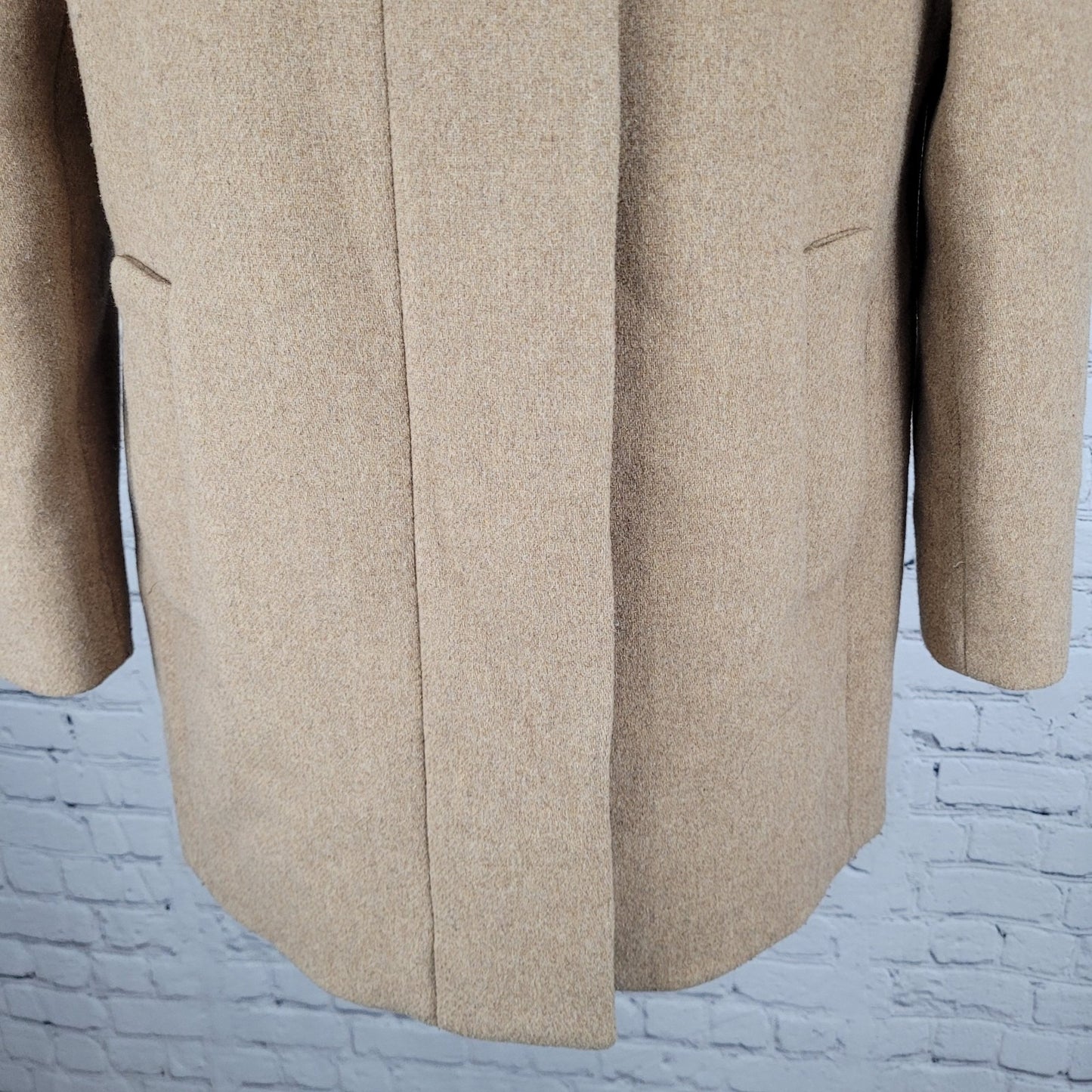 J.CREW Mercantile Tan Wool Blend High Neck Zipped Lined Pockets Overcoat Size 4