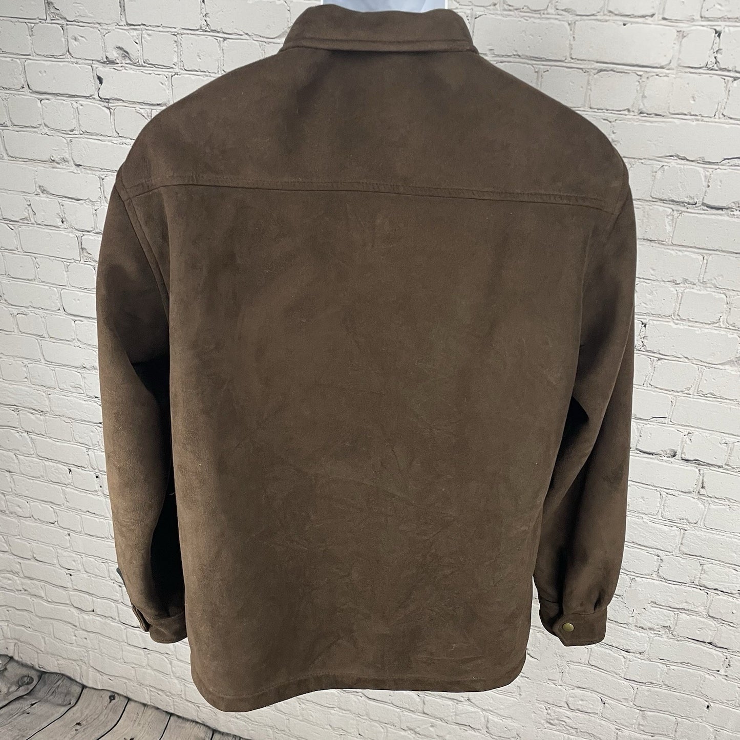 Alf Brown Microsueded Fleece Windproof Full Zipped Collared Jacket Size Medium M