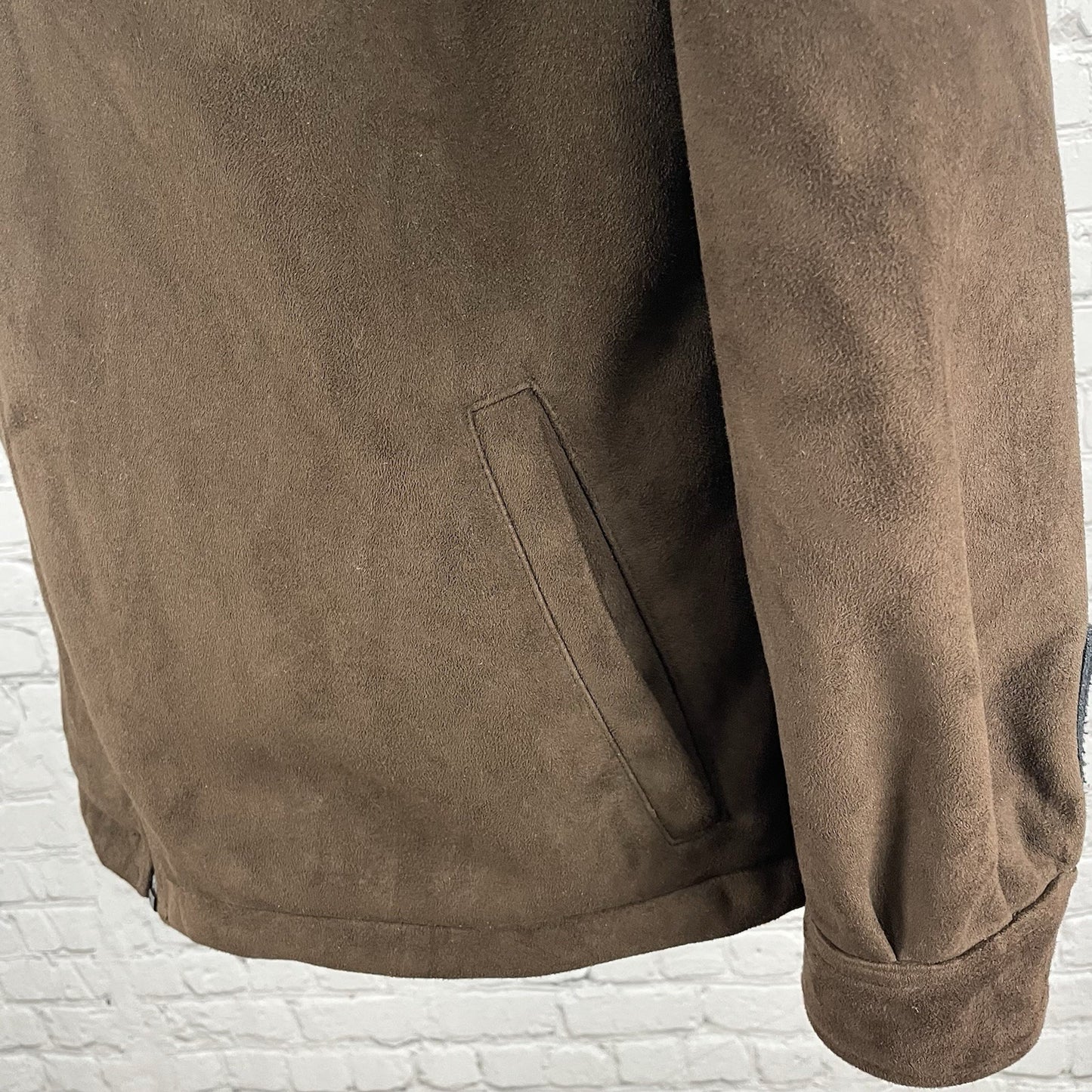Alf Brown Microsueded Fleece Windproof Full Zipped Collared Jacket Size Medium M