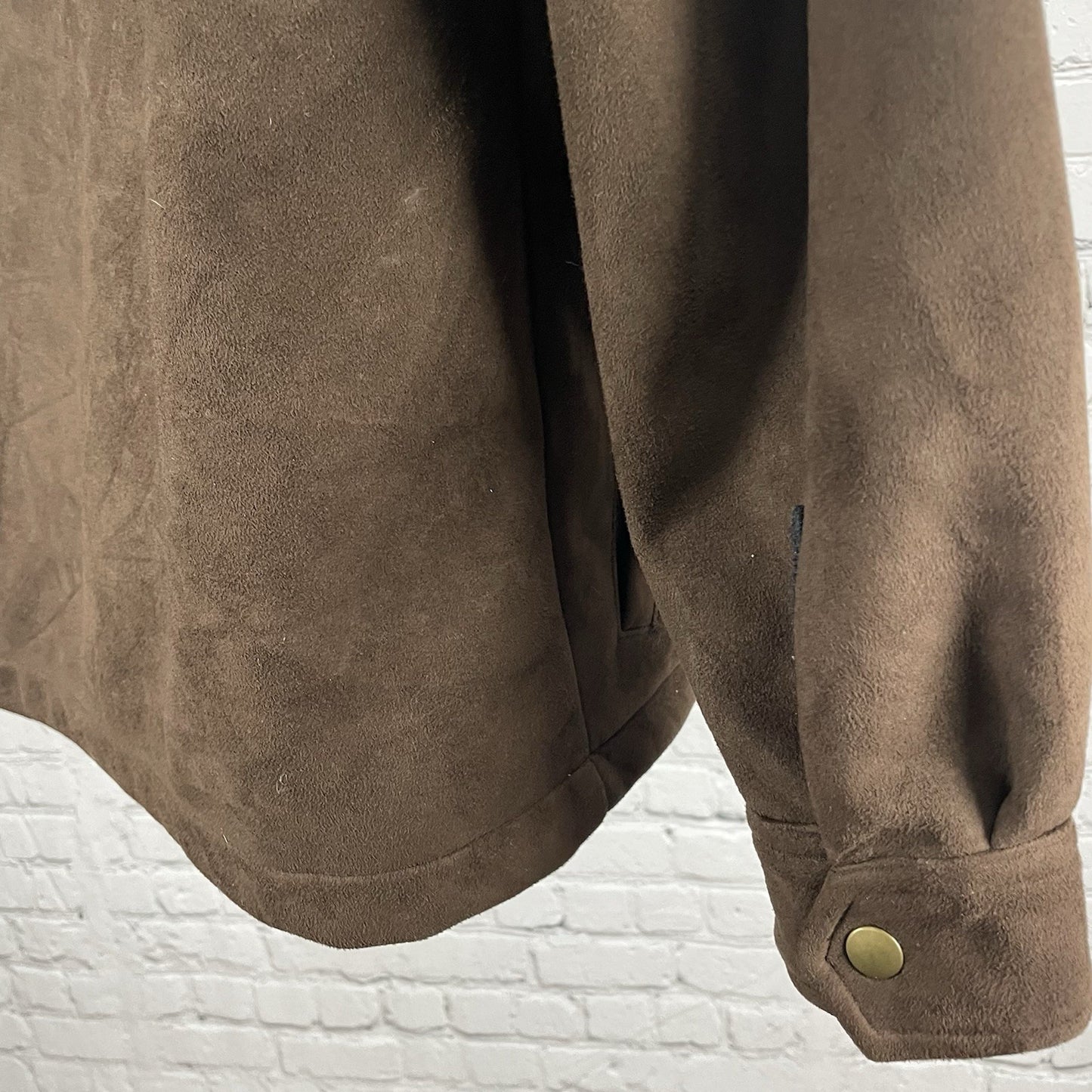 Alf Brown Microsueded Fleece Windproof Full Zipped Collared Jacket Size Medium M