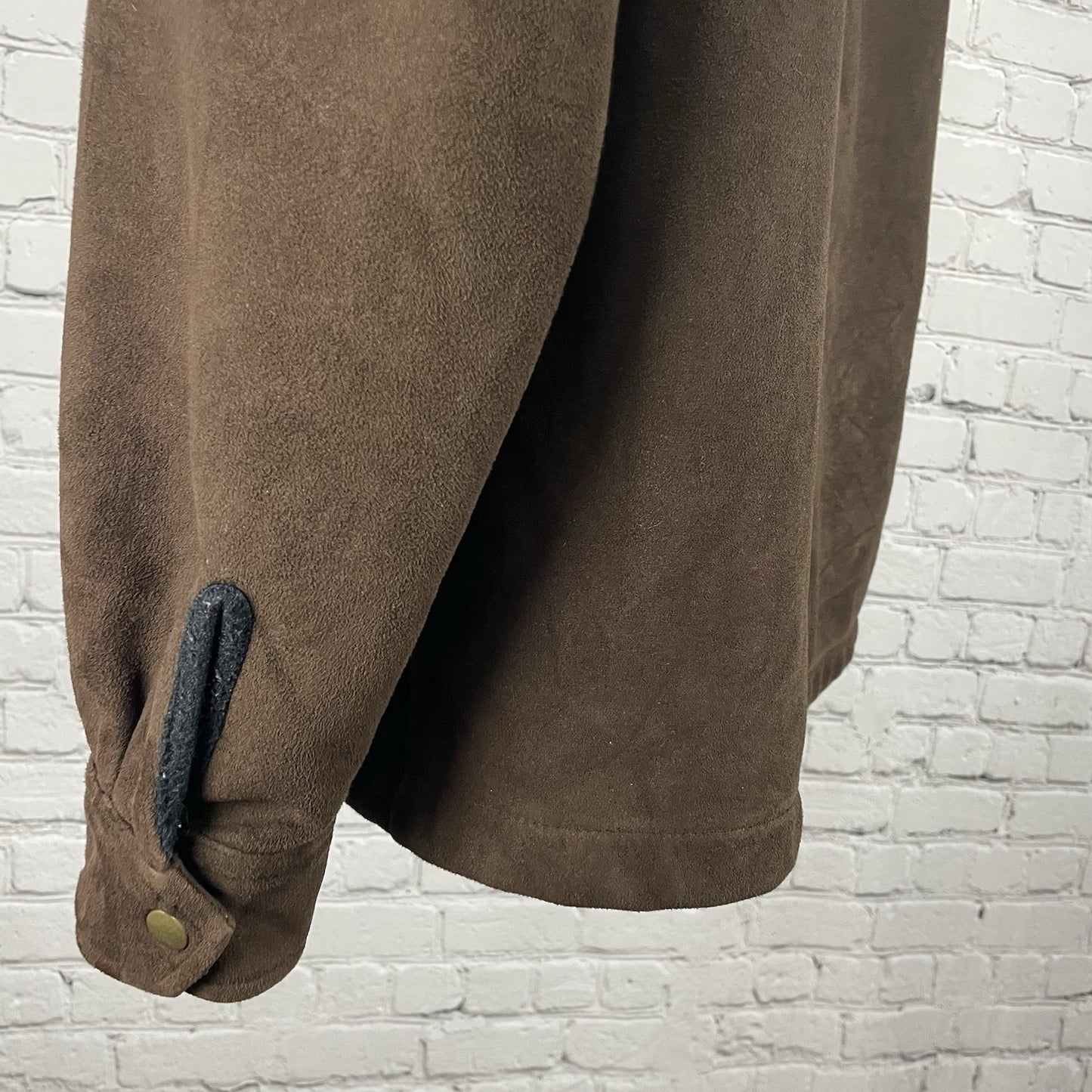 Alf Brown Microsueded Fleece Windproof Full Zipped Collared Jacket Size Medium M