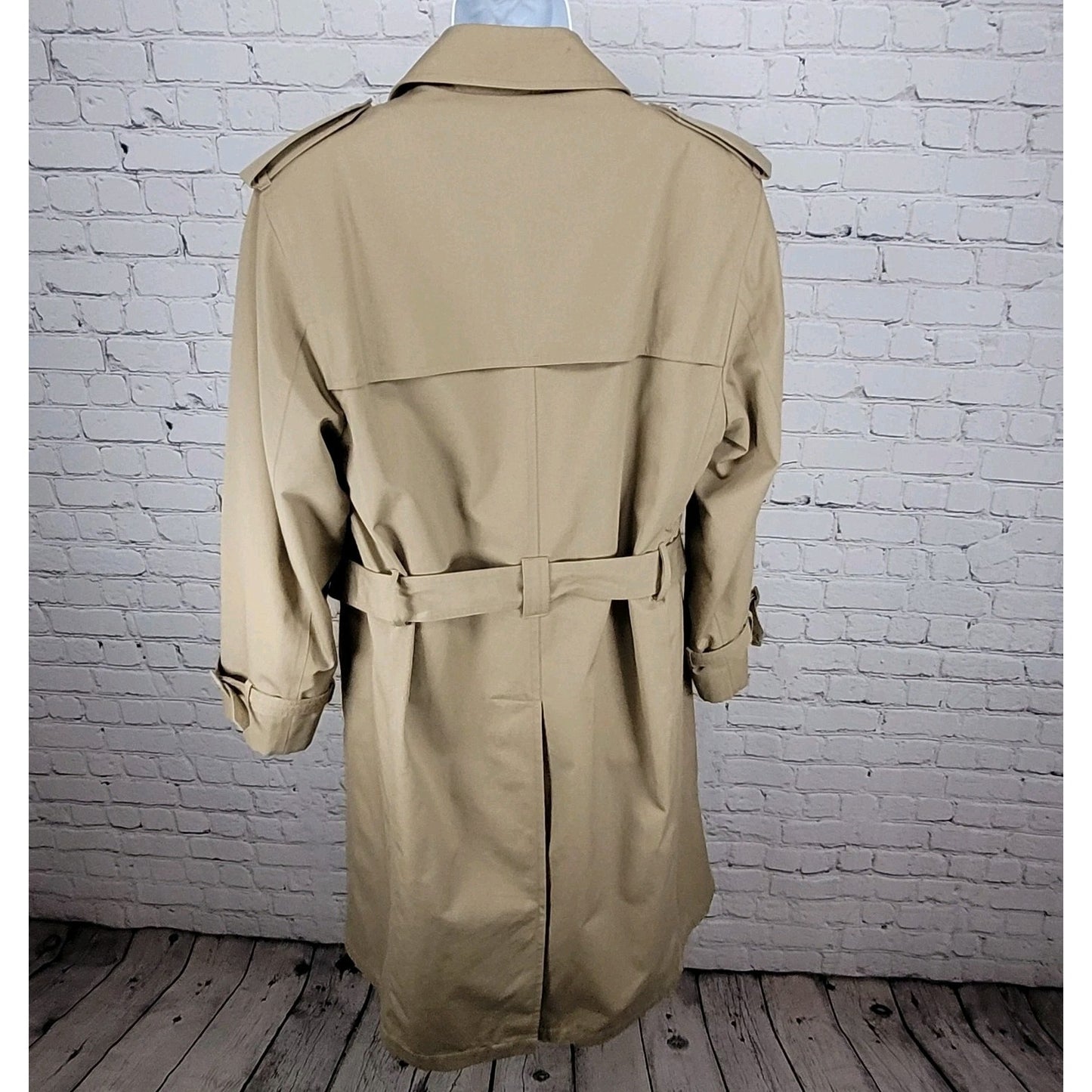 Oleg Cassini Tan Weather Ready Removable Faux Fur Lining Belted Trench Coat 40R