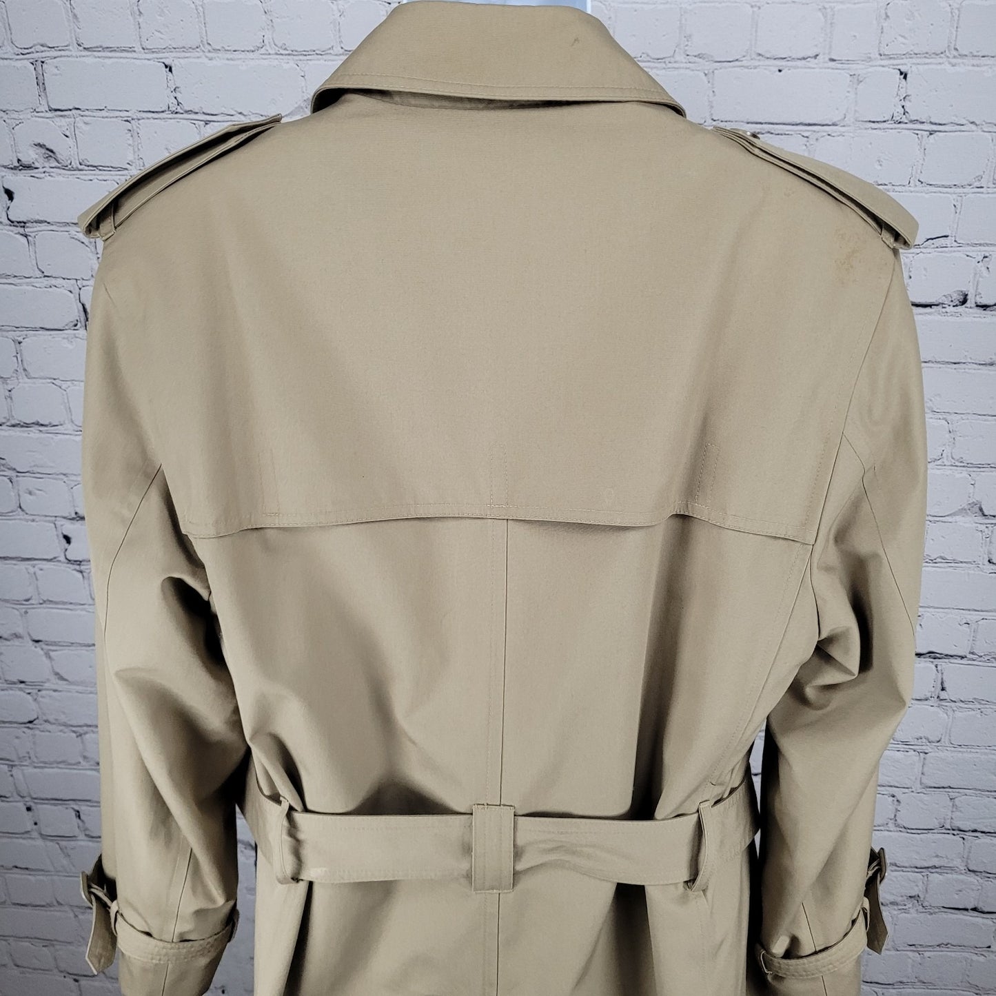 Oleg Cassini Tan Weather Ready Removable Faux Fur Lining Belted Trench Coat 40R