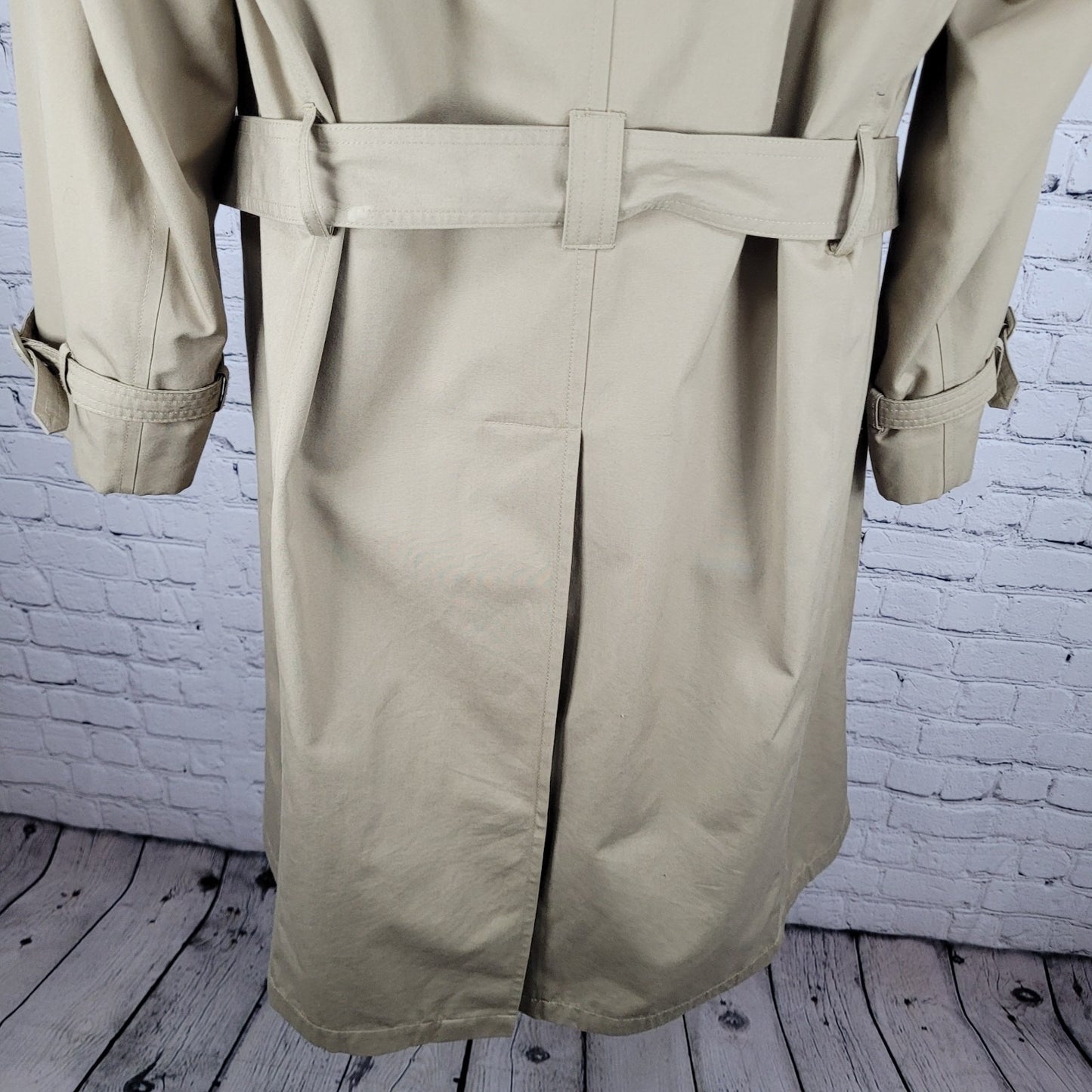 Oleg Cassini Tan Weather Ready Removable Faux Fur Lining Belted Trench Coat 40R