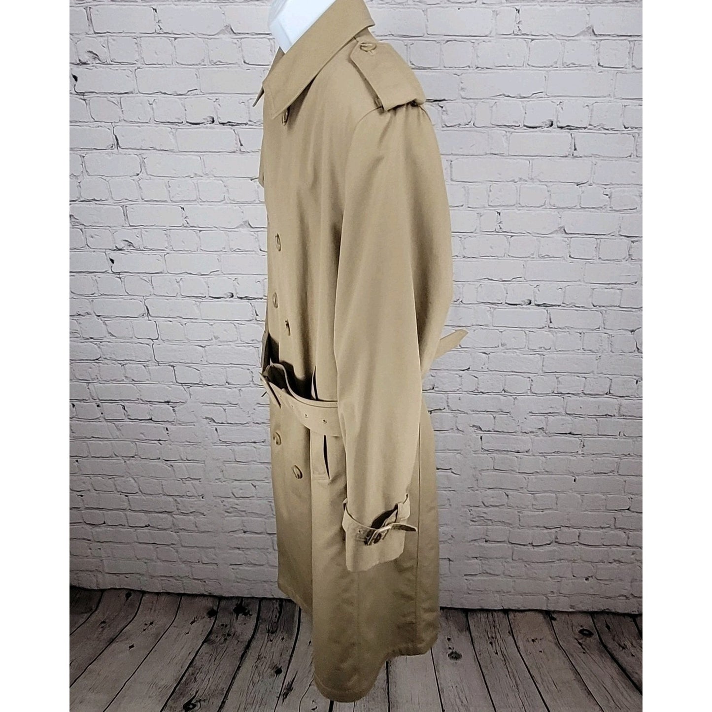 Oleg Cassini Tan Weather Ready Removable Faux Fur Lining Belted Trench Coat 40R
