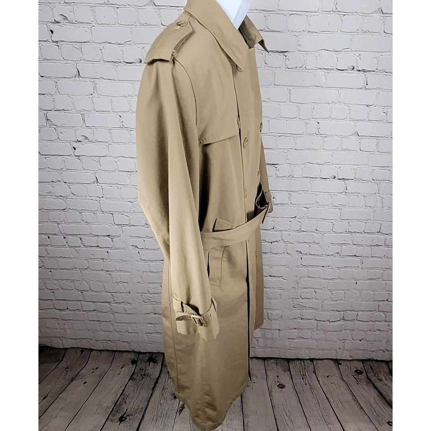 Oleg Cassini Tan Weather Ready Removable Faux Fur Lining Belted Trench Coat 40R