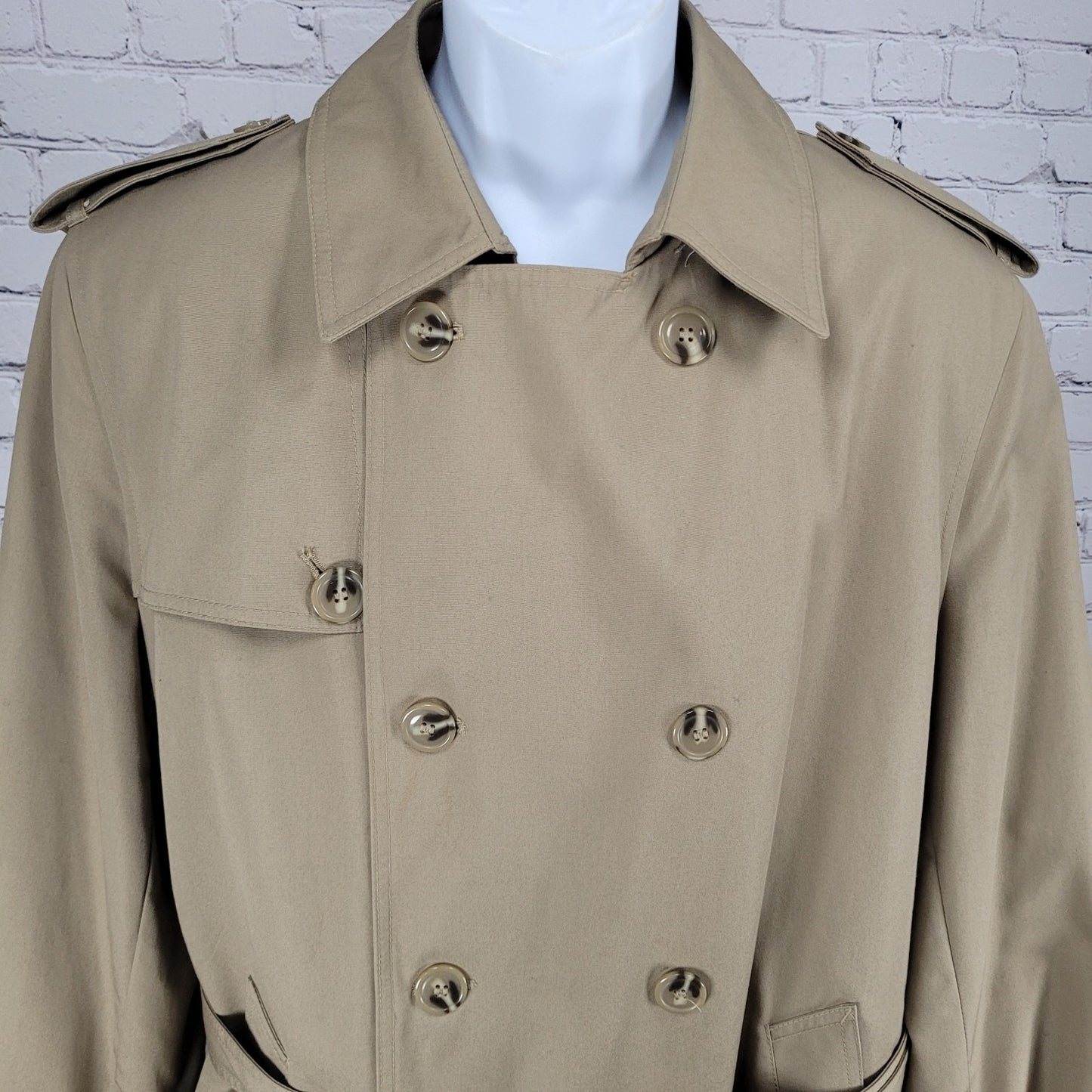 Oleg Cassini Tan Weather Ready Removable Faux Fur Lining Belted Trench Coat 40R