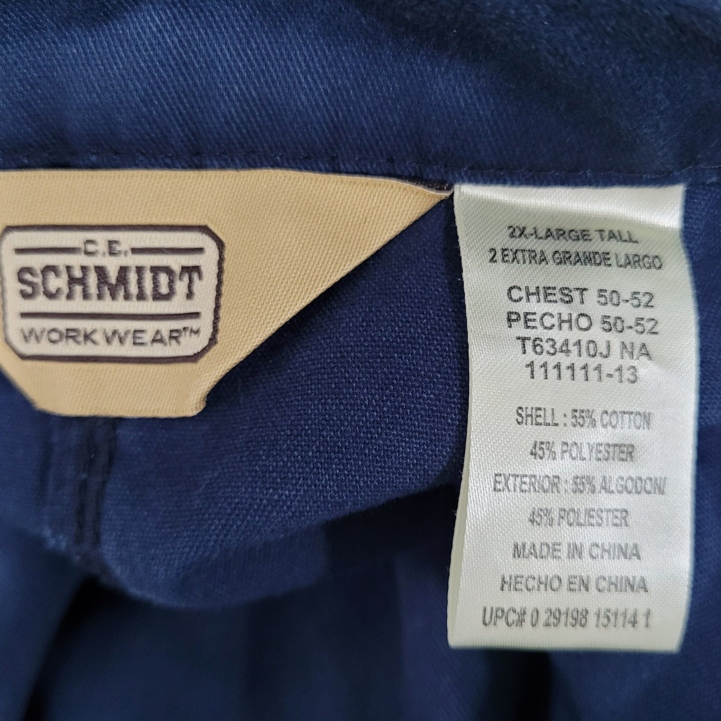 C.E. Schmidt Workwear Navy Canvas Uniform Long Sleeve Utility Coveralls 2XTL