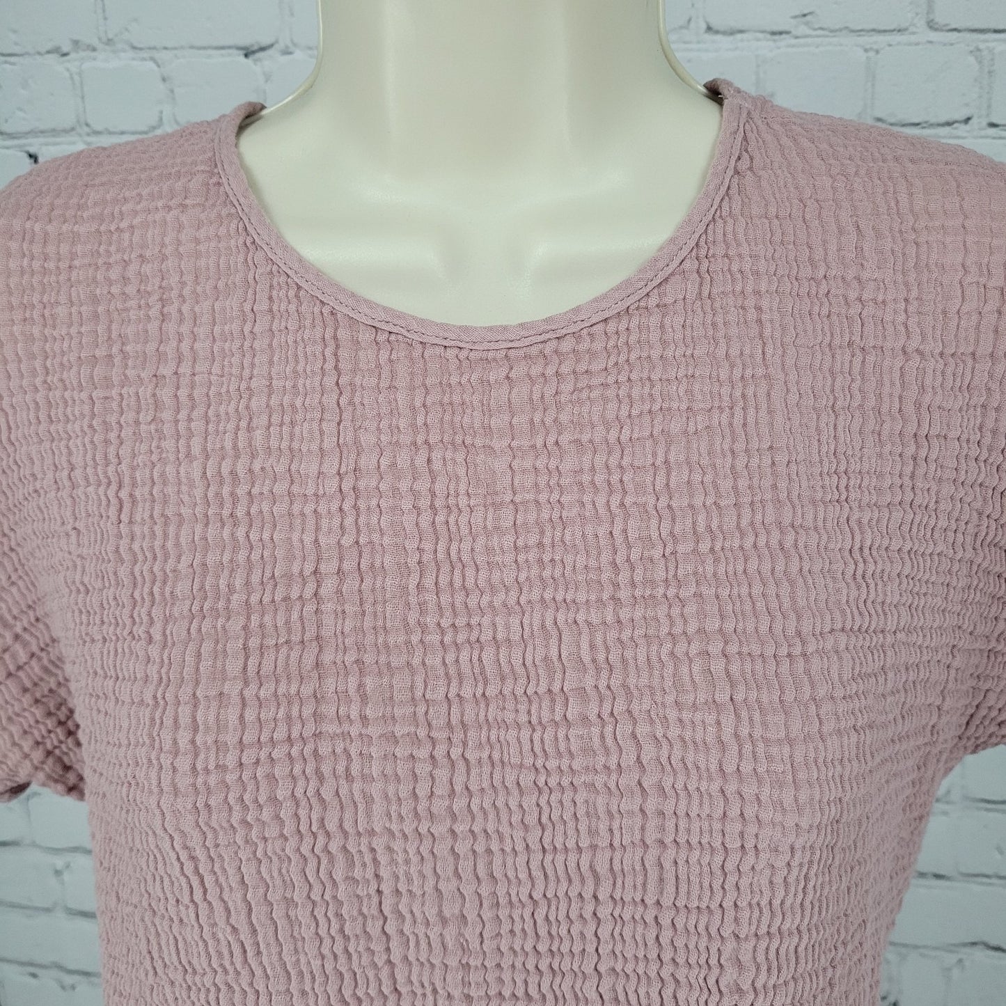 Decjuba Muted Pink 100% Cotton Muslin Short Cuffed Sleeve Top Size Small S