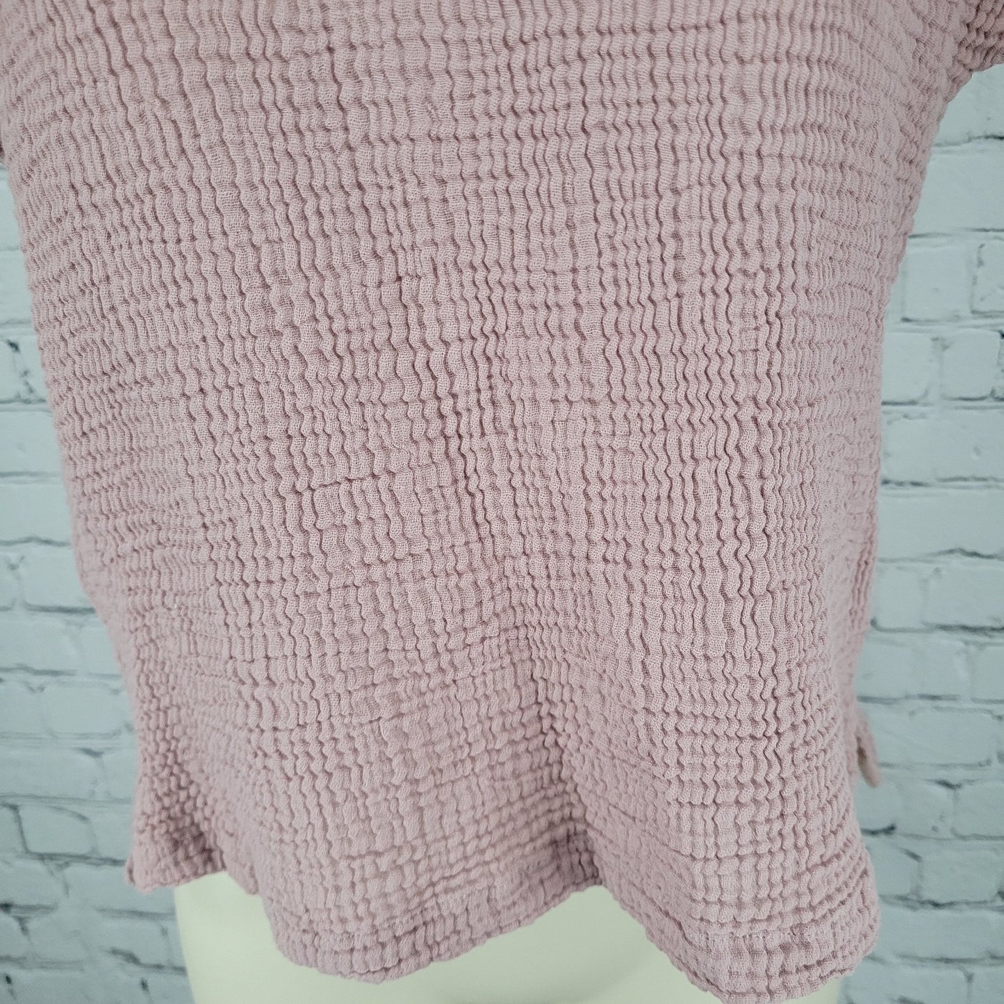 Decjuba Muted Pink 100% Cotton Muslin Short Cuffed Sleeve Top Size Small S