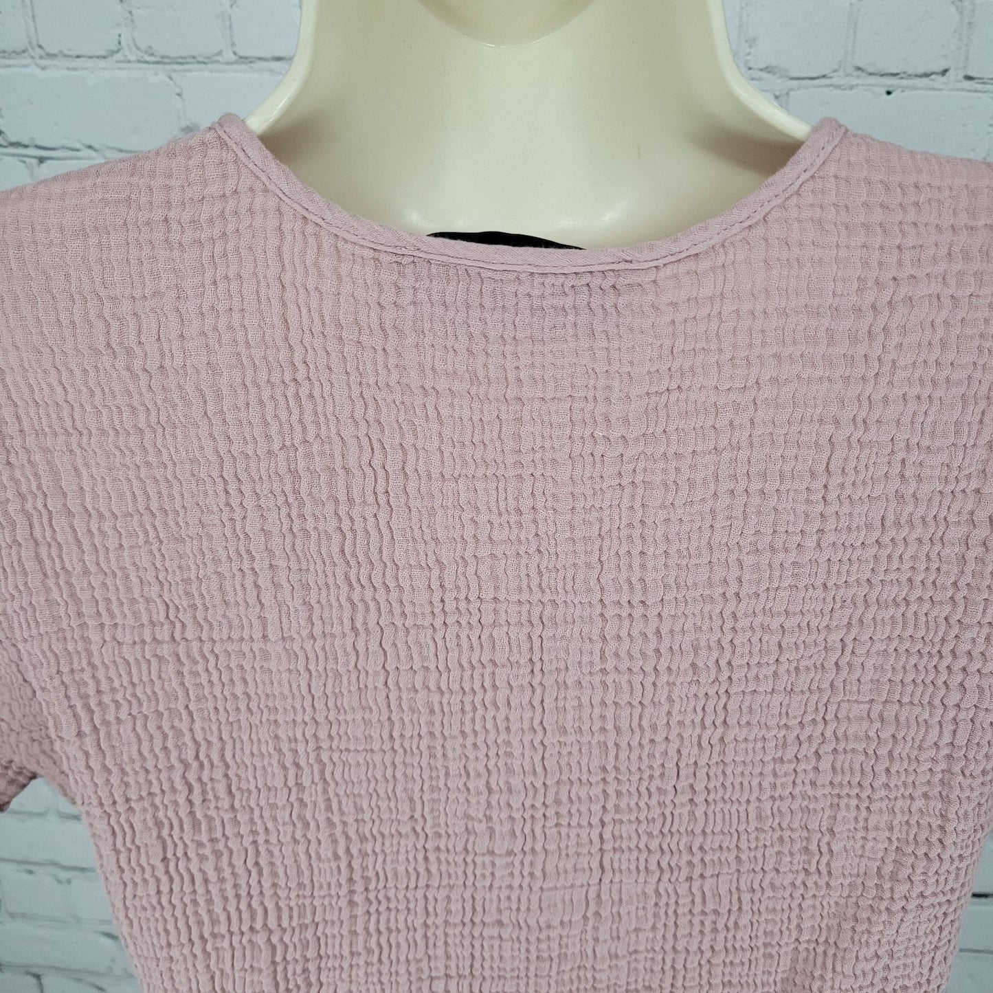 Decjuba Muted Pink 100% Cotton Muslin Short Cuffed Sleeve Top Size Small S