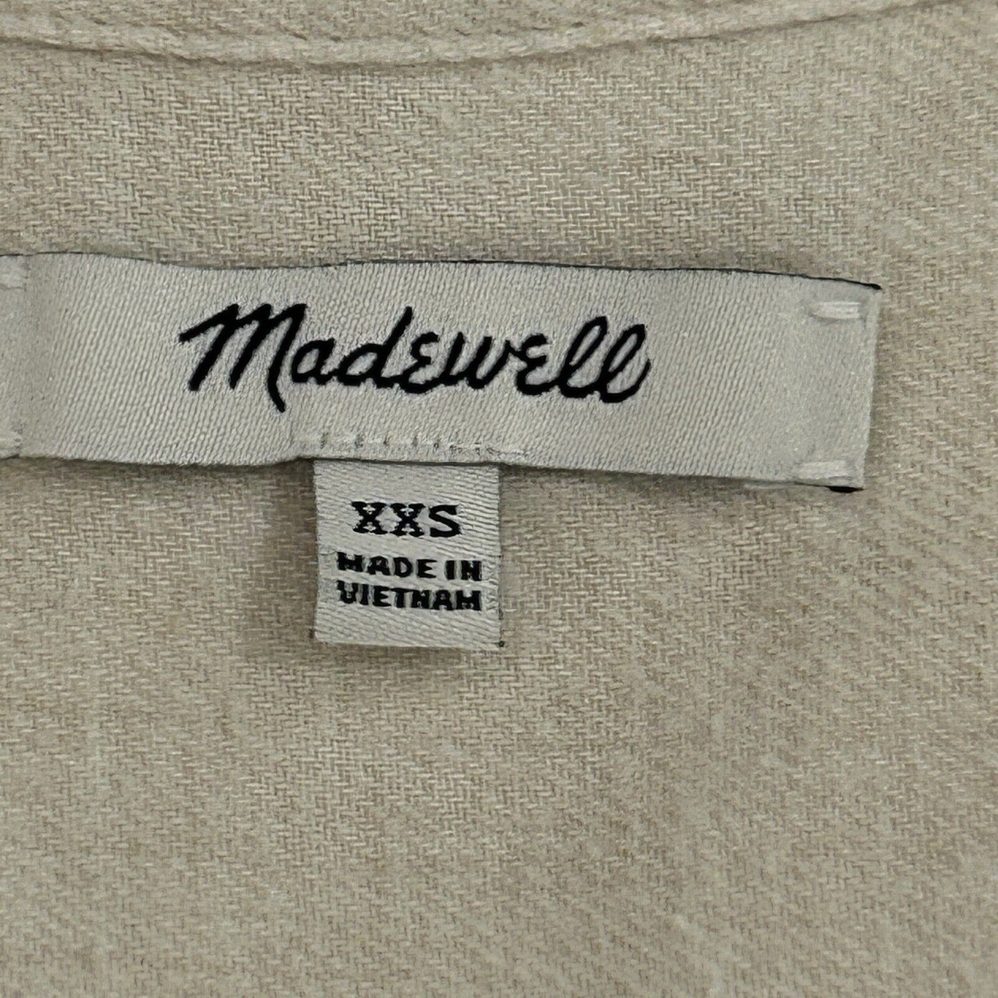 Madewell Ivory 100% Cotton Half Button Long Sleeve Collared Blouse Size XXS
