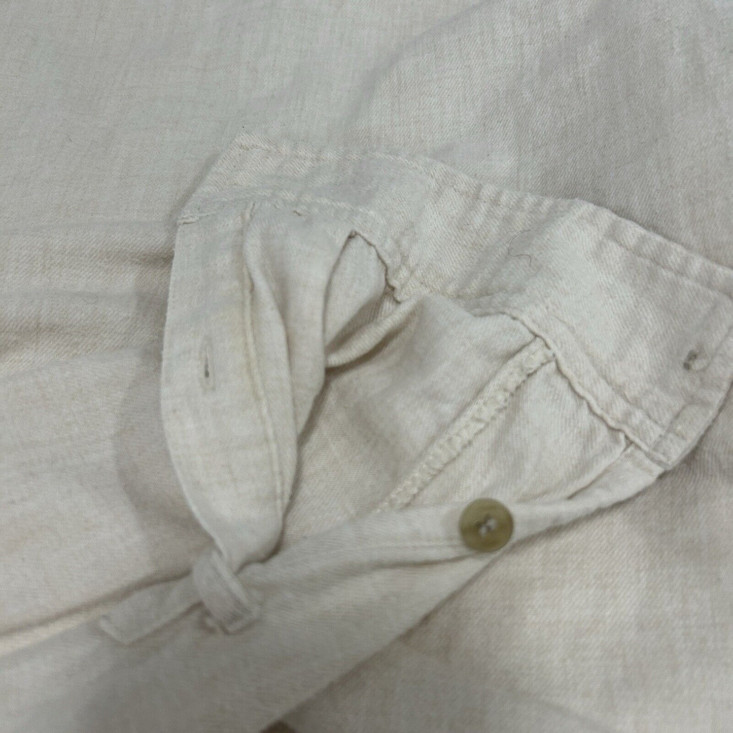 Madewell Ivory 100% Cotton Half Button Long Sleeve Collared Blouse Size XXS