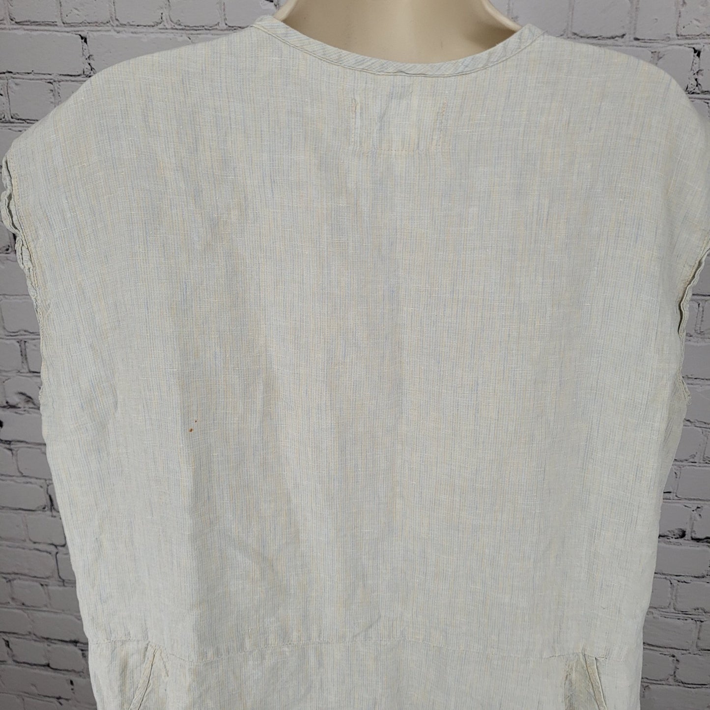 FLAX By Jeanne Engelhart Muted Blue Pinstriped Buttoned Unlined Dress Size 2XL
