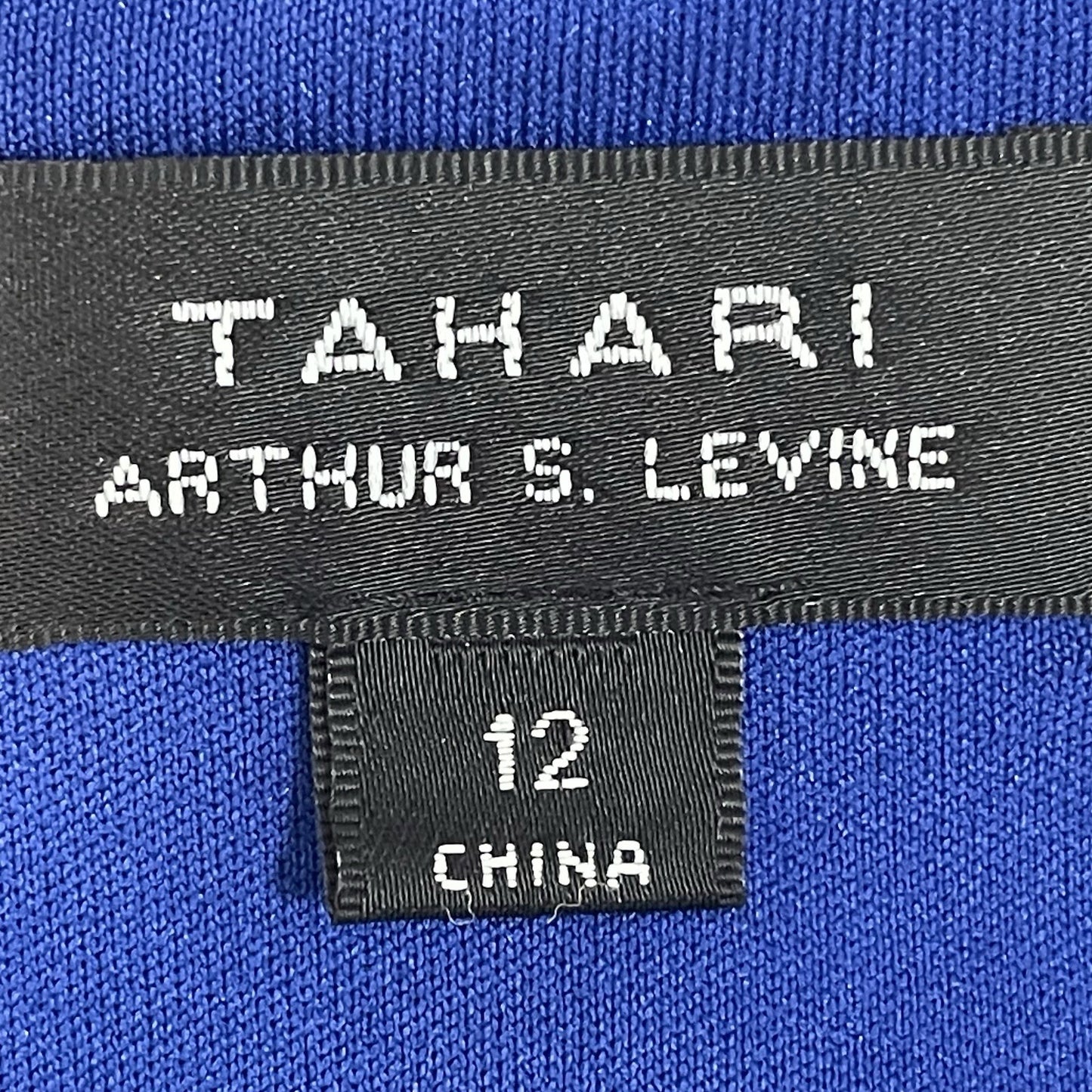 Tahari Arthur S Levine Blue Layered Short Sleeve Zipped Stretch Sheath Dress 12