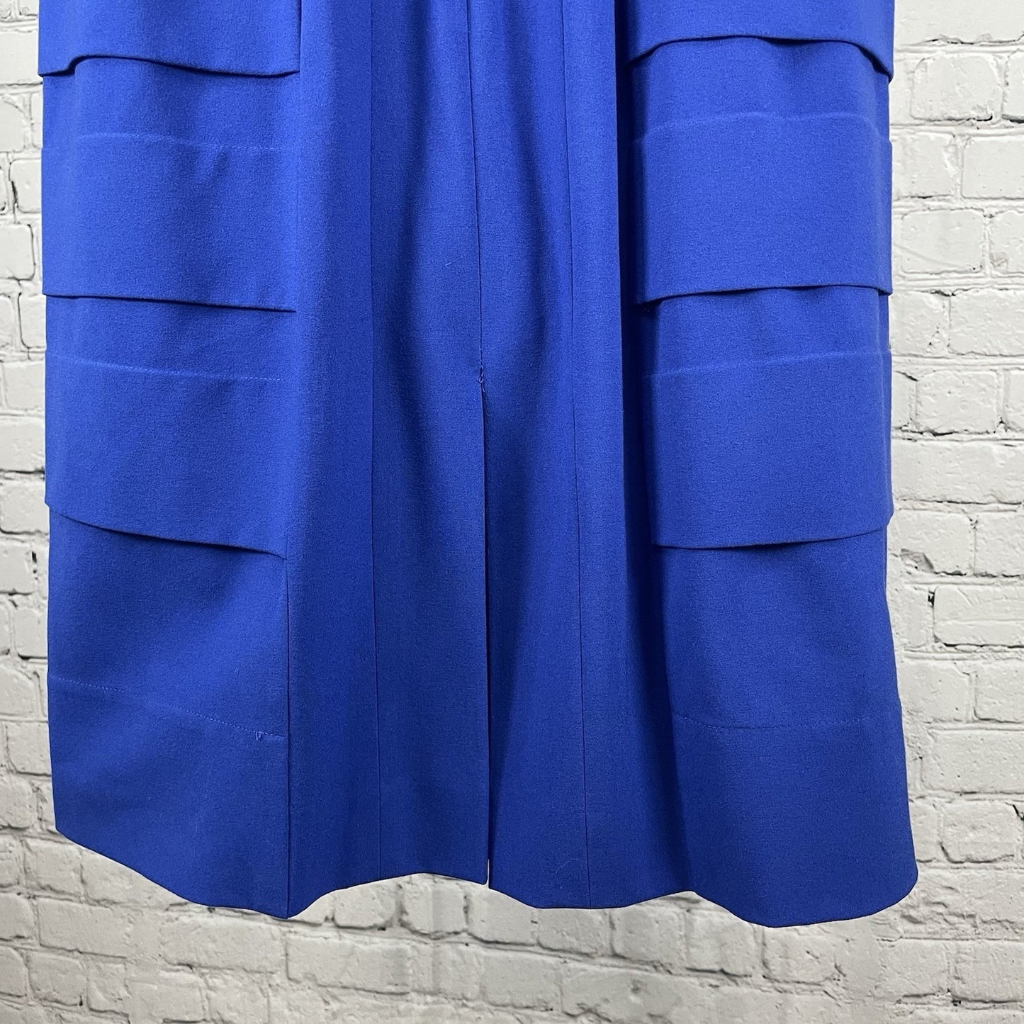 Tahari Arthur S Levine Blue Layered Short Sleeve Zipped Stretch Sheath Dress 12