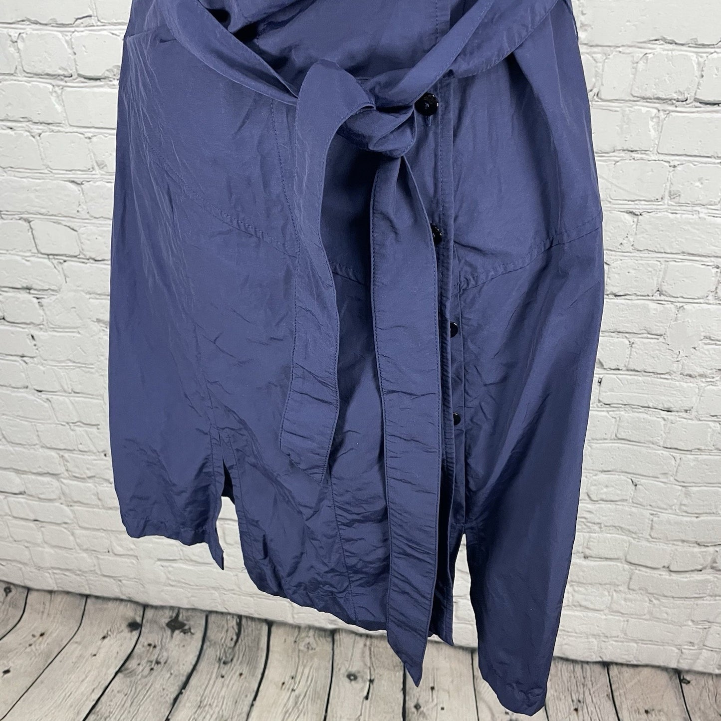 Finley Navy Sleeveless Belted Collar Buttoned Shirt Dress USA Made Size Small S