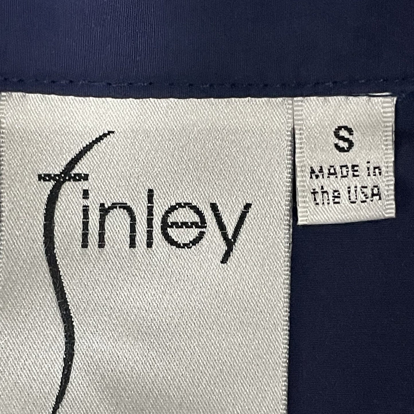 Finley Navy Sleeveless Belted Collar Buttoned Shirt Dress USA Made Size Small S