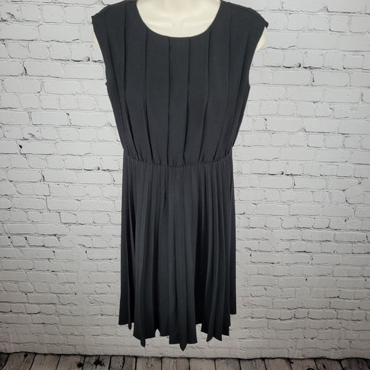 Ann Taylor Loft Black Pleated Sleeveless Lightweight Fit & Flare Dress Size 0P