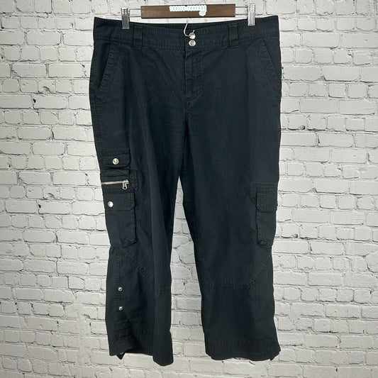 Lauren By Ralph Lauren Black Cotton Blend Cargo Ankle Pants Size 14P (34X22)